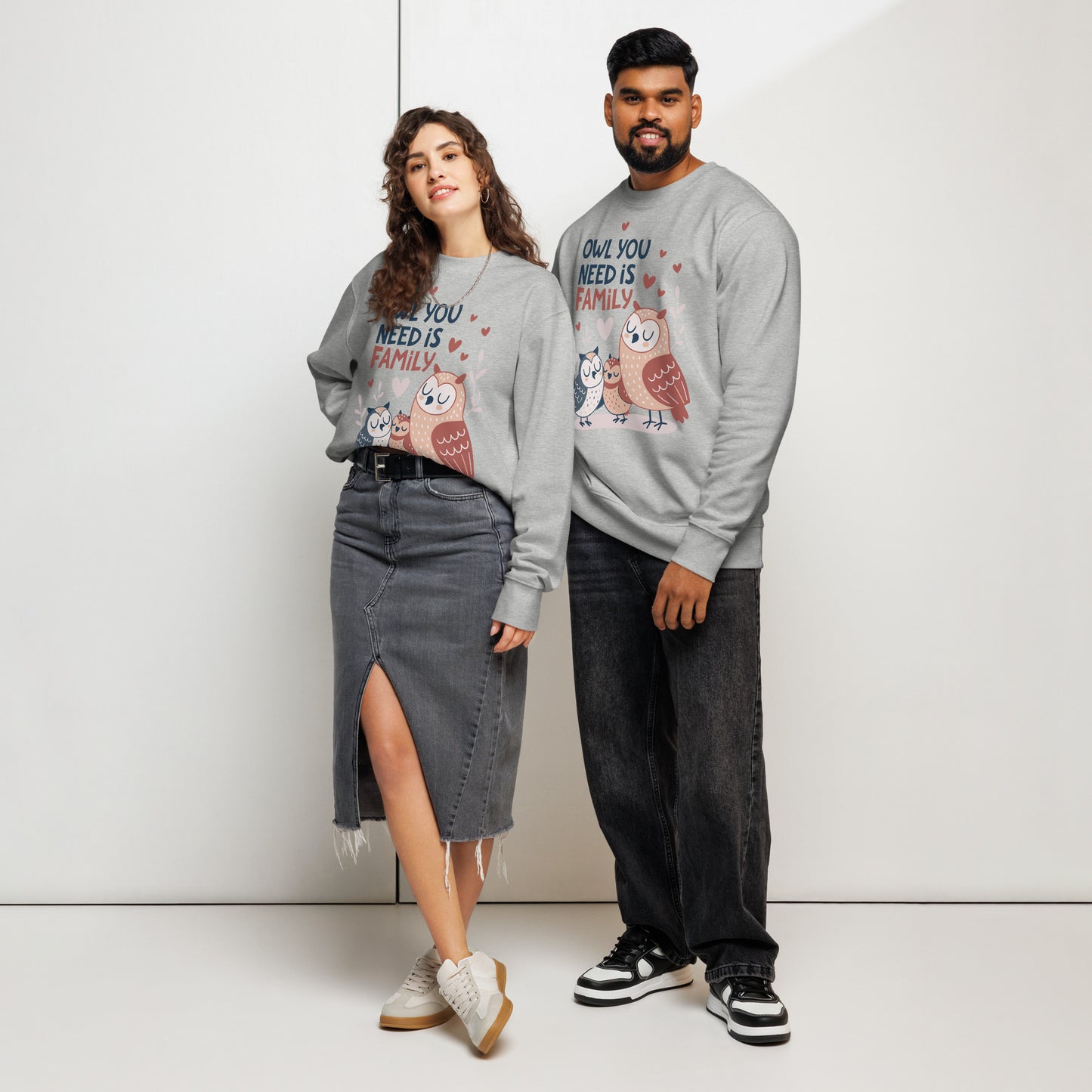 Unisex Organic Sweatshirt – OwlNest Sustainable Fashion for Cozy Family Day Vibes Dudeily