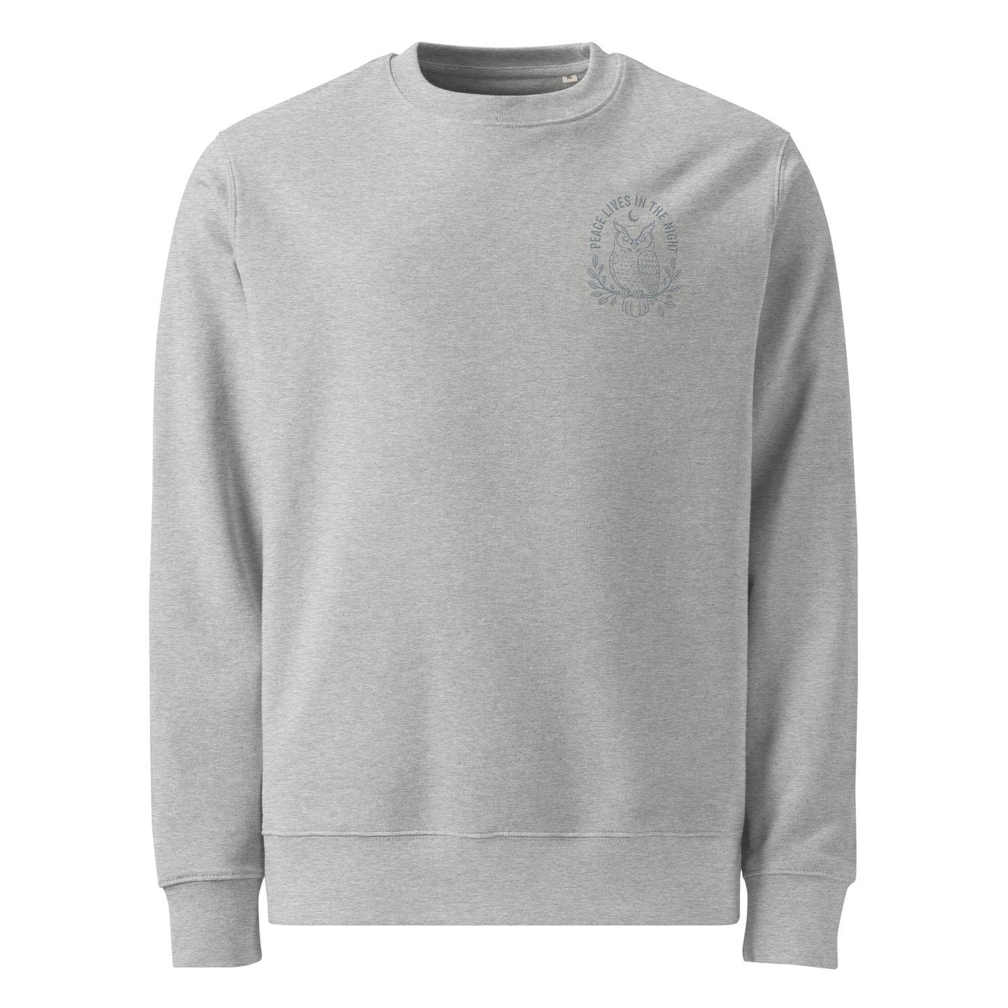 Owl Unisex Organic Sweatshirt-'Peace Lives in the Night' in Fall | Sustainable Fashion USA Dudeily