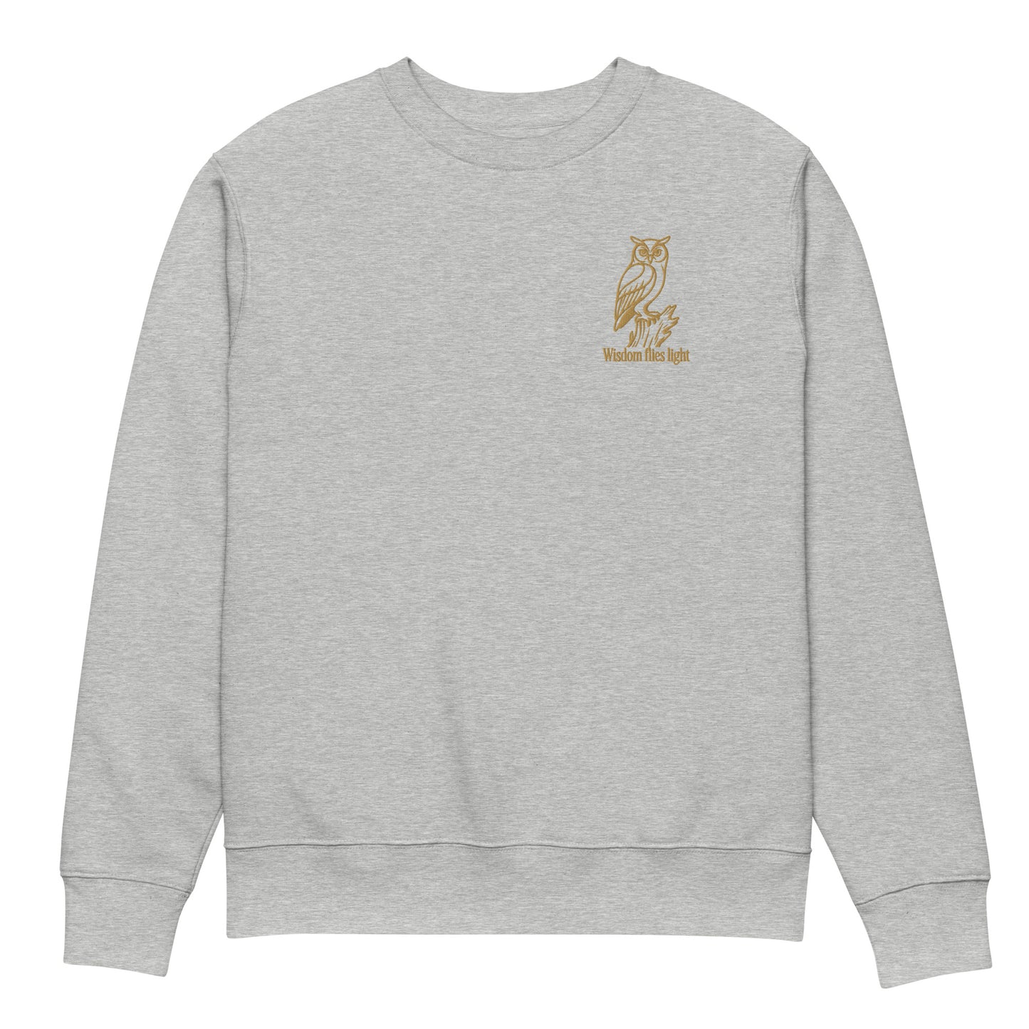 Owl Unisex Organic Sweatshirt: 'Wisdom Flies Light' in Fall | Sustainable Fashion USA Dudeily
