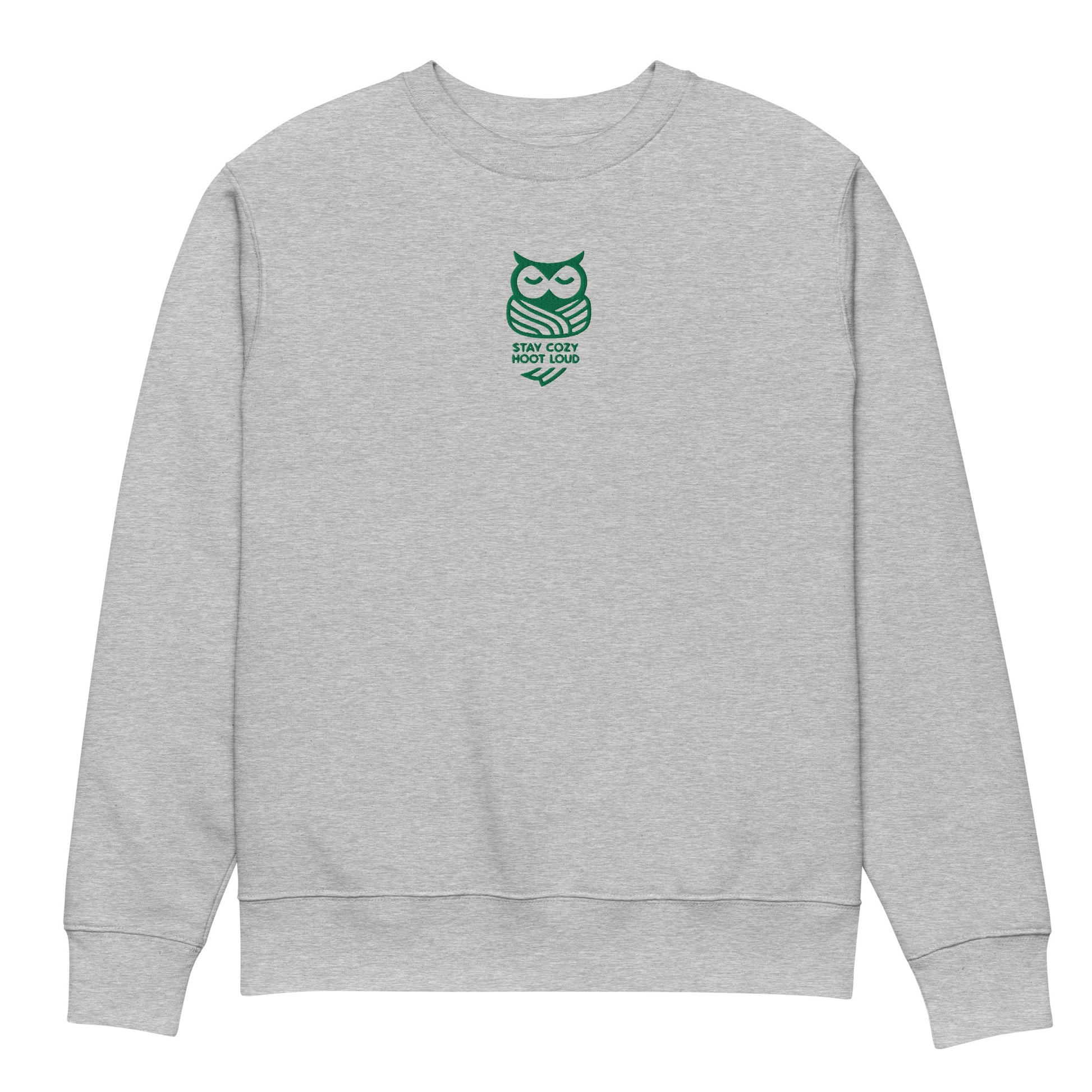 Unisex Organic Sweatshirt: "Stay Cozy Hoot Loud" in Fall | Sustainable Owl Fashion USA Dudeily