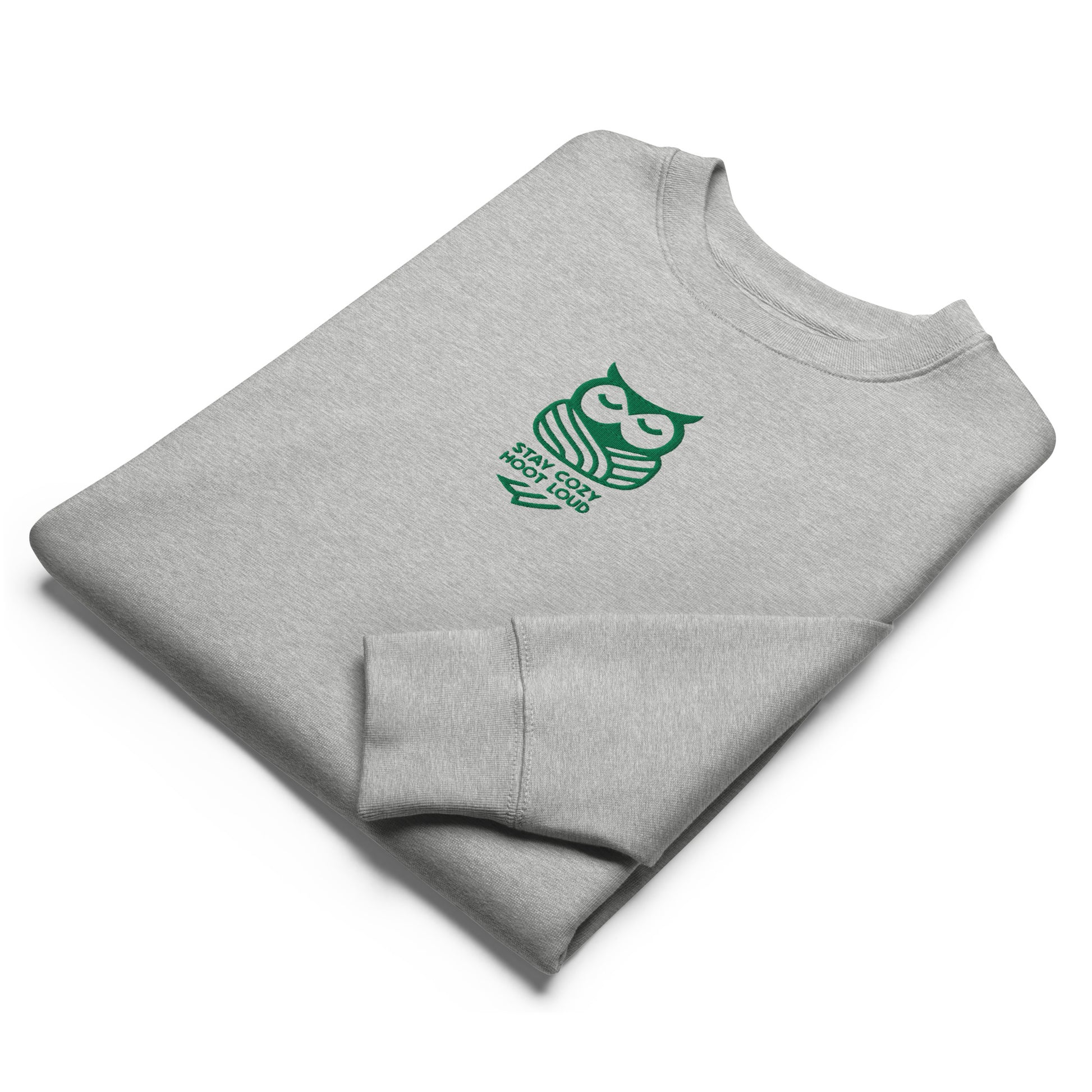 Unisex Organic Sweatshirt: "Stay Cozy Hoot Loud" in Fall | Sustainable Owl Fashion USA Dudeily