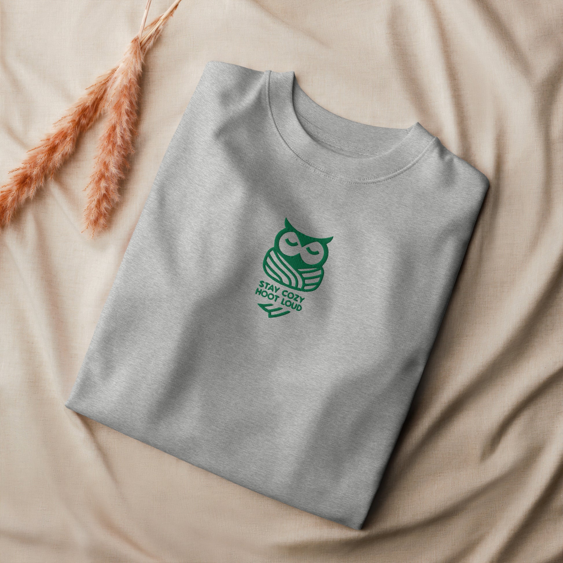 Unisex Organic Sweatshirt: "Stay Cozy Hoot Loud" in Fall | Sustainable Owl Fashion USA Dudeily