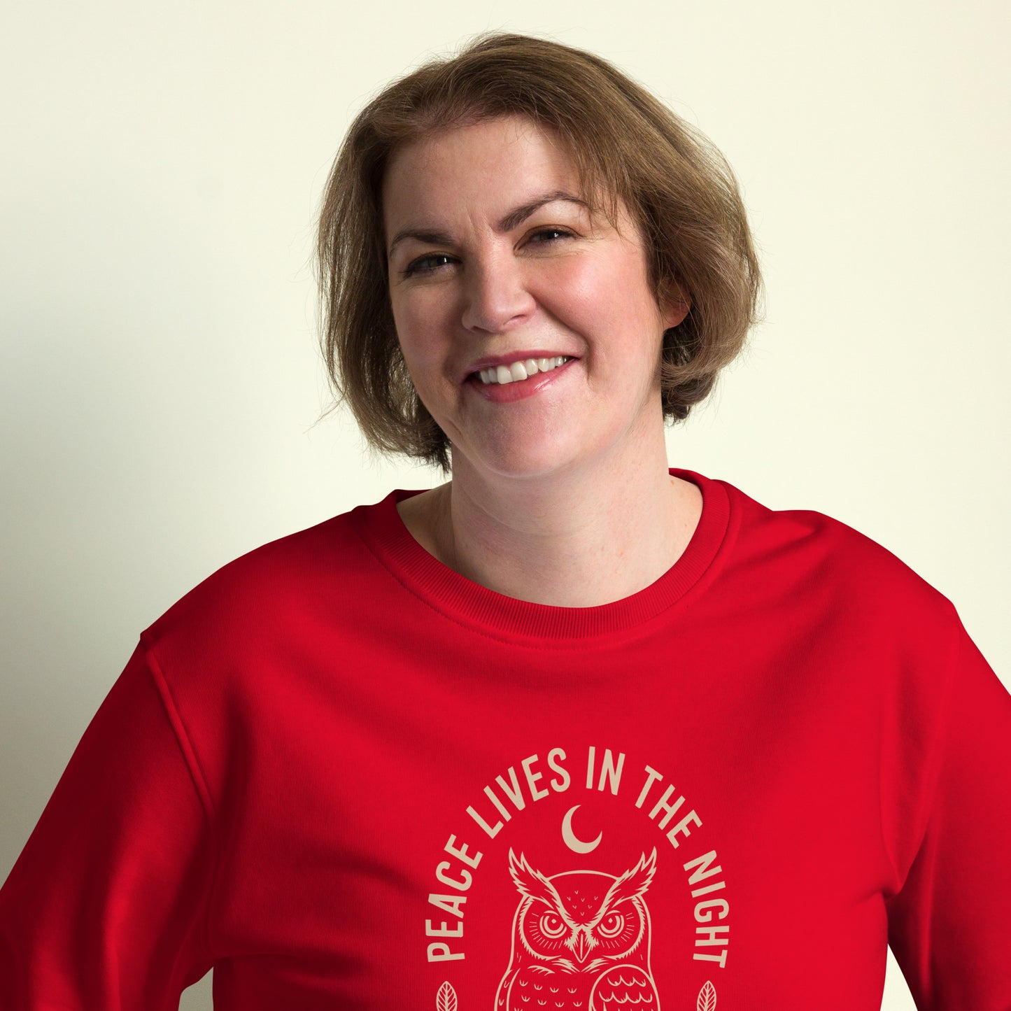 Unisex Organic Sweatshirt: 'Peace in the Night' in Fall | Sustainable Owl Fashion USA Dudeily