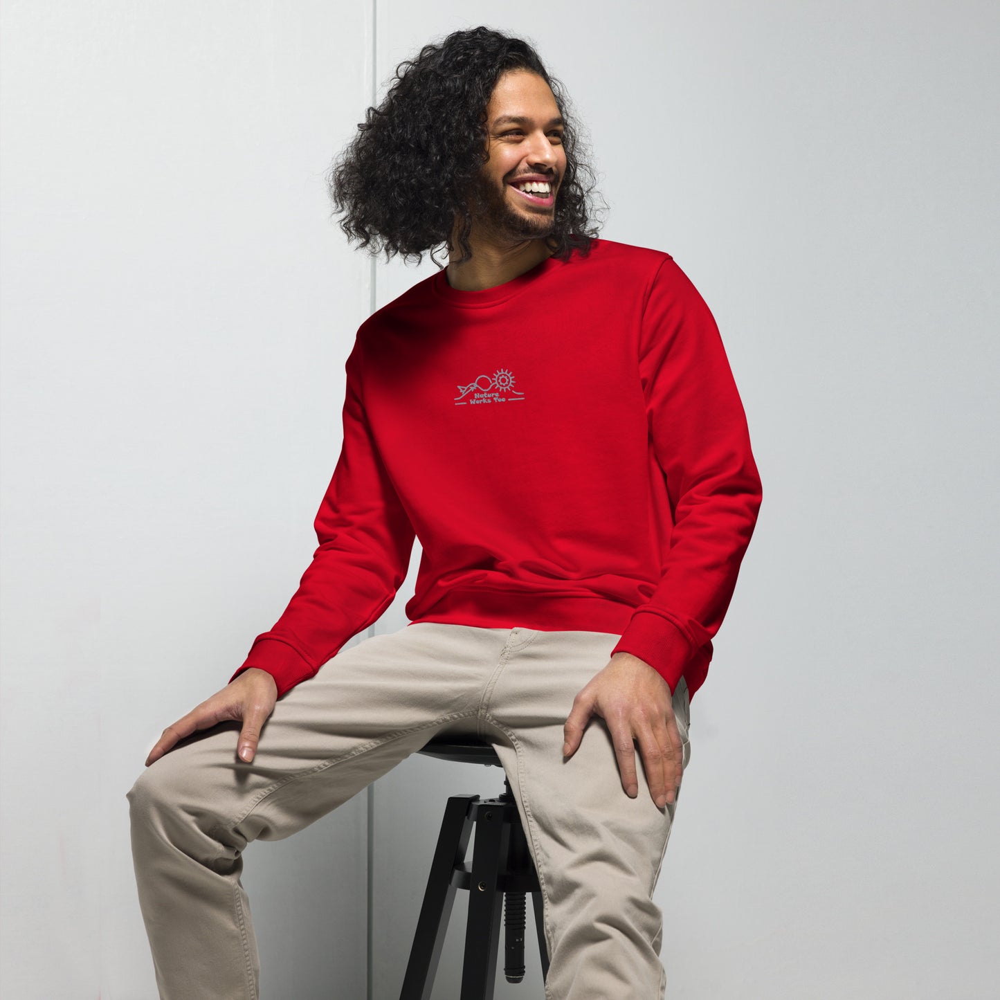 Unisex Organic Sweatshirt: Nature Works Too | Owl Embroidered Sustainable Fashion USA Dudeily