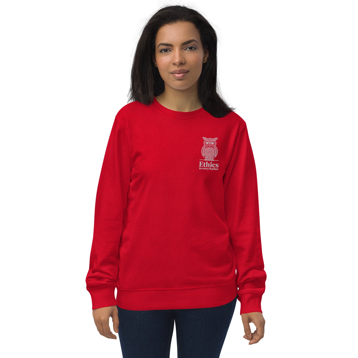 Owl Unisex Organic Sweatshirt – "Ethics in Every Feather" | Sustainable Fashion USA Red Dudeily