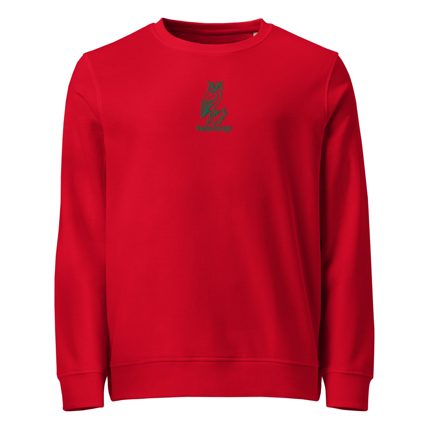 Owl Unisex Organic Sweatshirt: 'Wisdom Flies Light' in Fall | Sustainable Fashion USA Dudeily