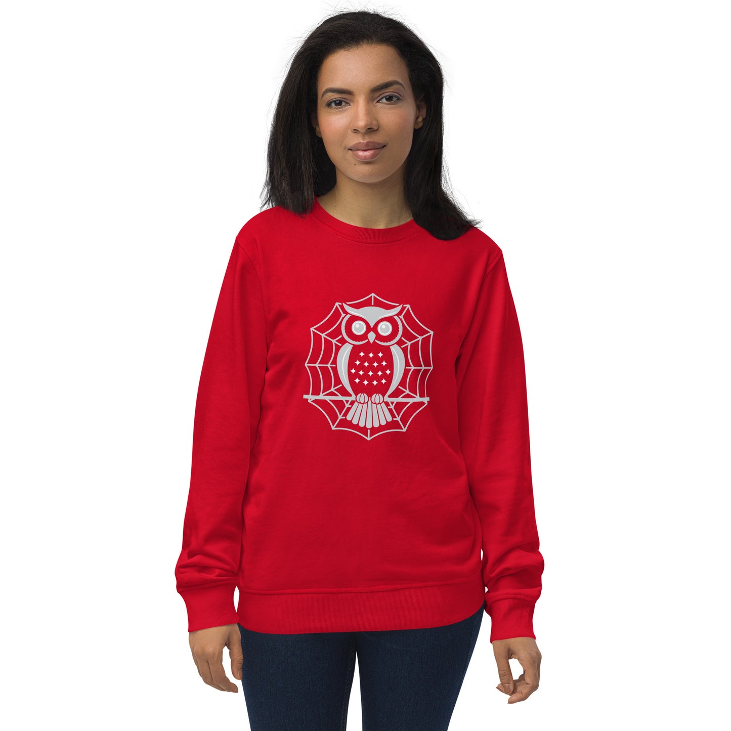 Unisex Organic Sweatshirt: Halloween Owl Cozy Sustainable Style USA Dudeily