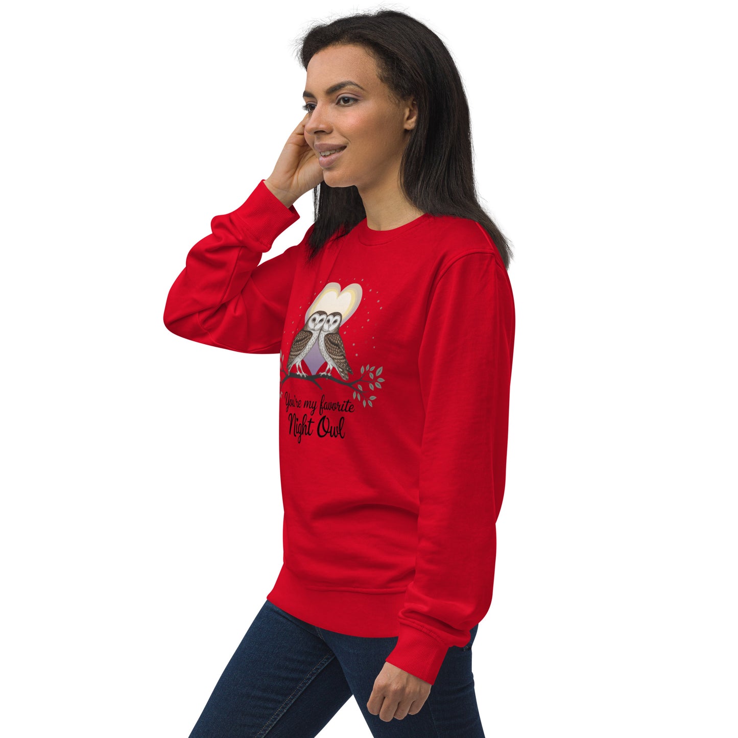 Owl-Themed Unisex Organic Sweatshirt | Sustainable & Cozy Apparel usa Dudeily