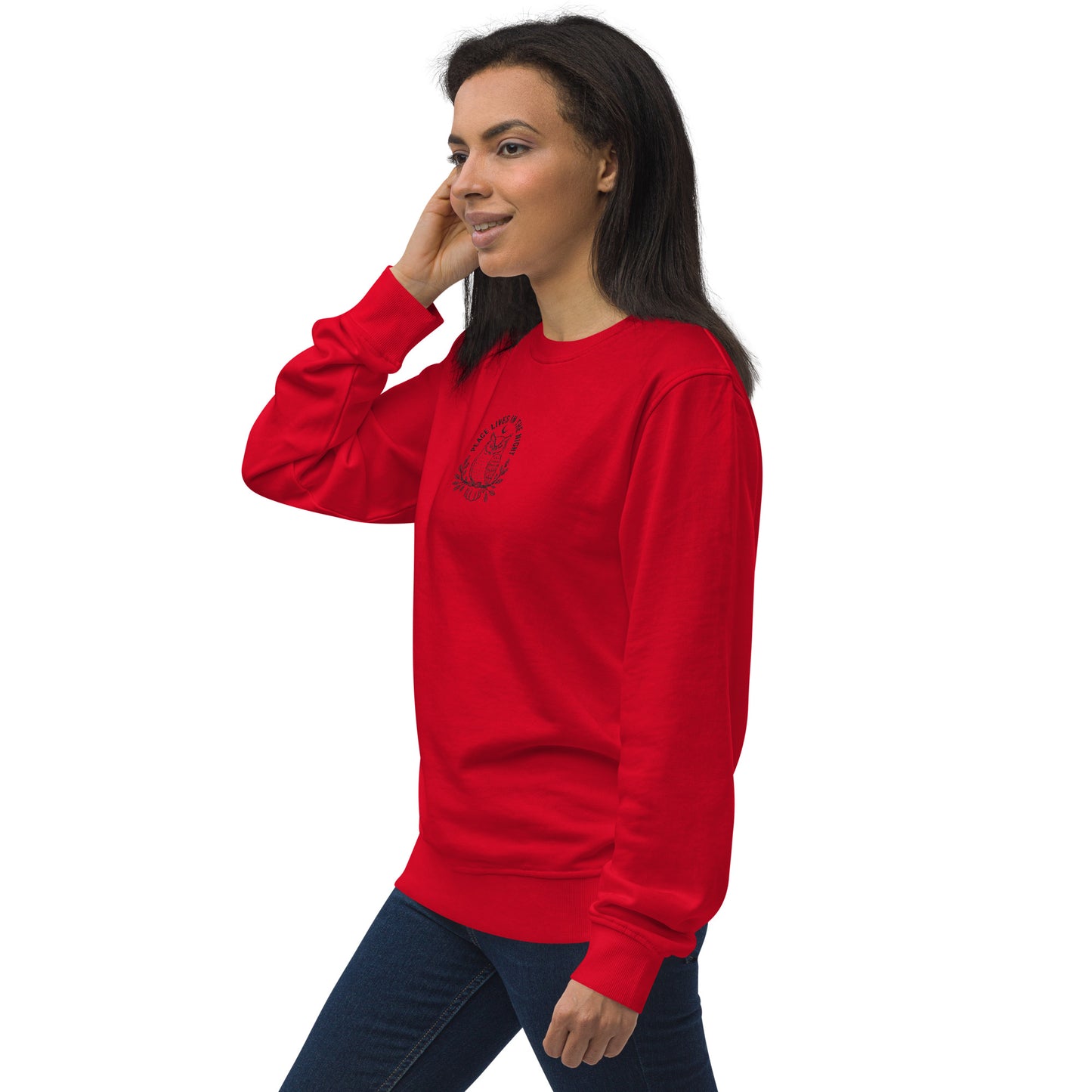 Owl Unisex Organic Sweatshirt – 'Peace Lives in the Night' in Fall | Sustainable Fashion USA Dudeily
