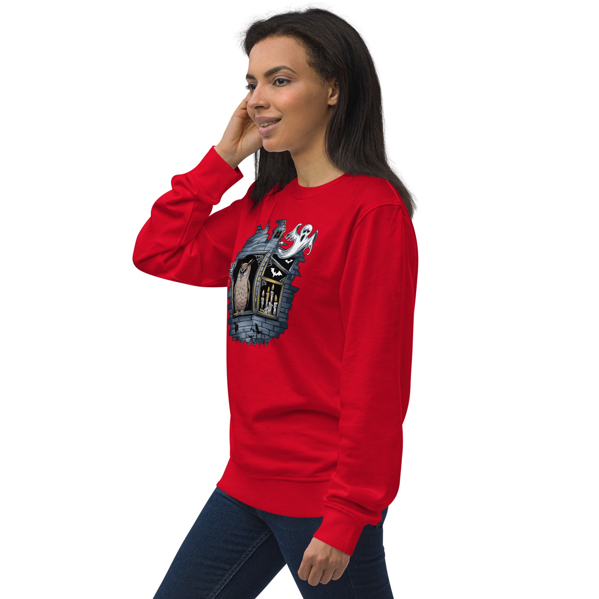 Unisex Organic Sweatshirt: Halloween Owl Cozy Eco-Friendly Style USA Dudeily