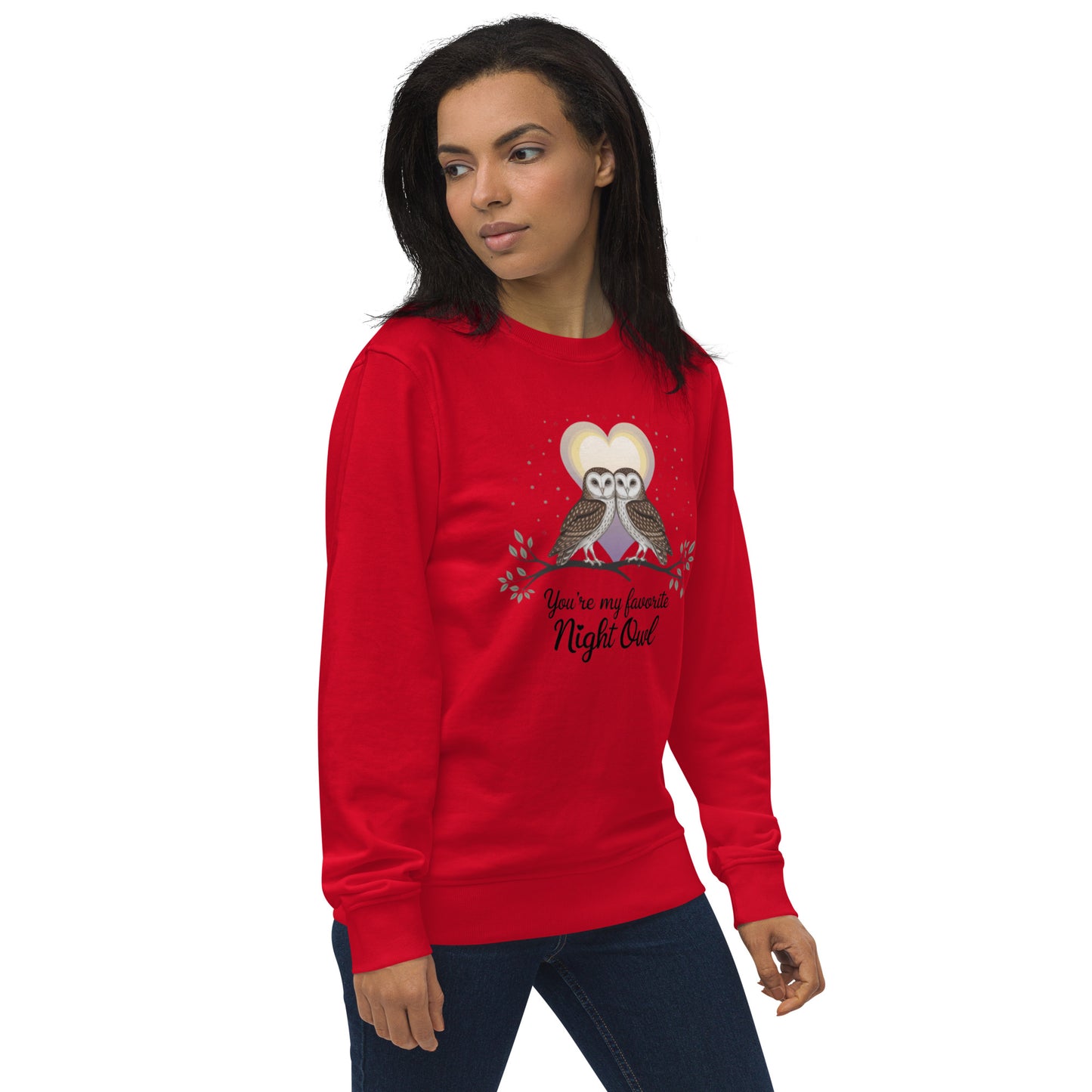 Owl-Themed Unisex Organic Sweatshirt | Sustainable & Cozy Apparel usa Dudeily