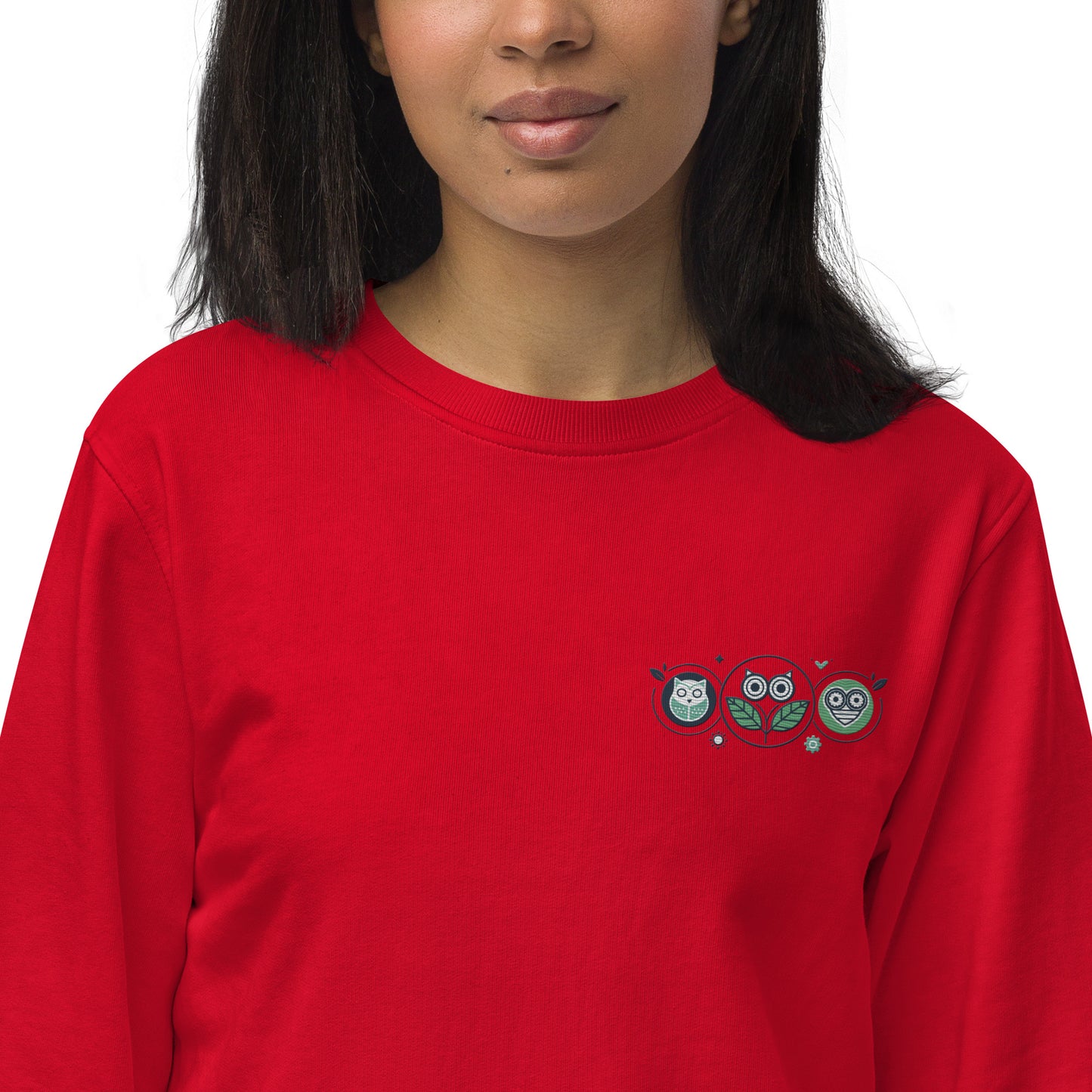 Unisex Organic Sweatshirt: Nature’s Union | Owl Embroidered Sustainable Fashion USA Dudeily