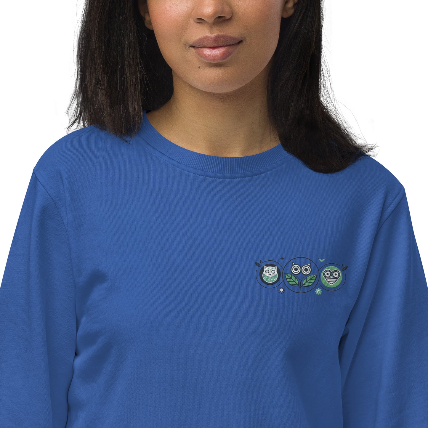 Unisex Organic Sweatshirt: Nature’s Union | Owl Embroidered Sustainable Fashion USA Dudeily