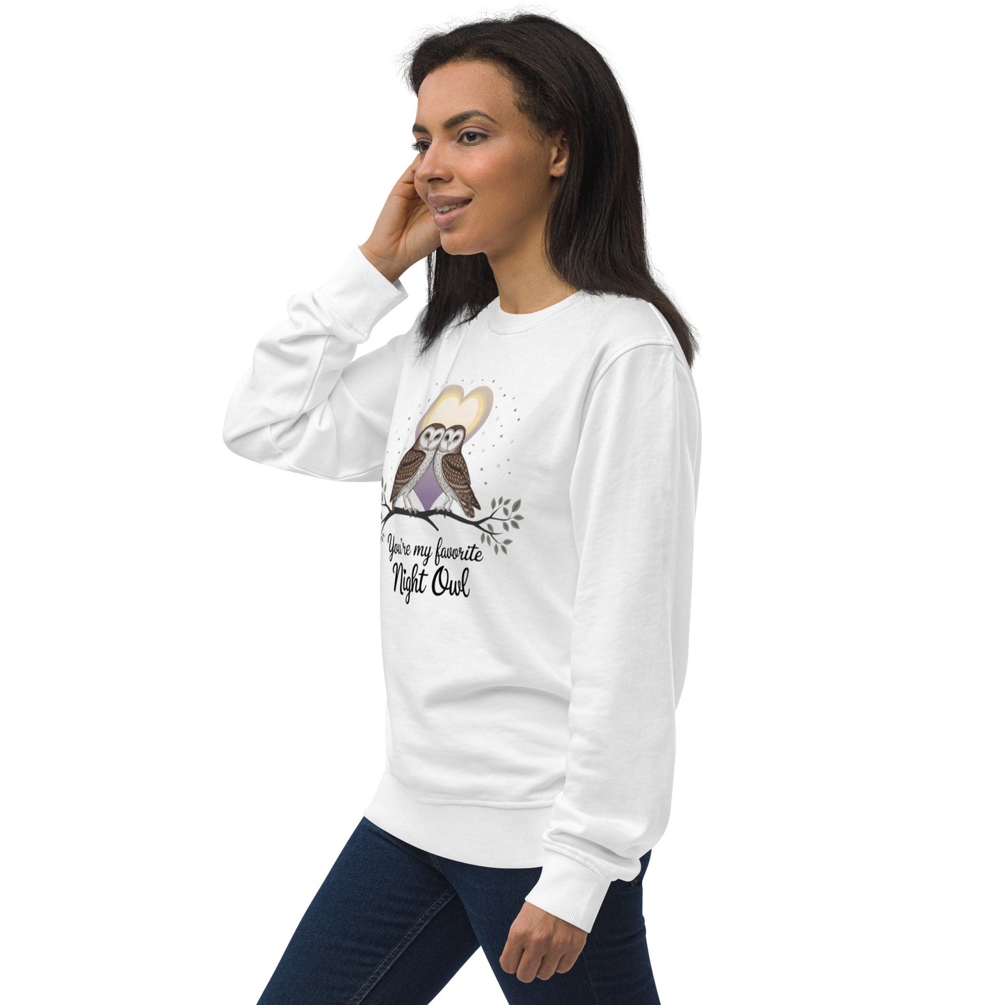 Owl-Themed Unisex Organic Sweatshirt | Sustainable & Cozy Apparel usa Dudeily