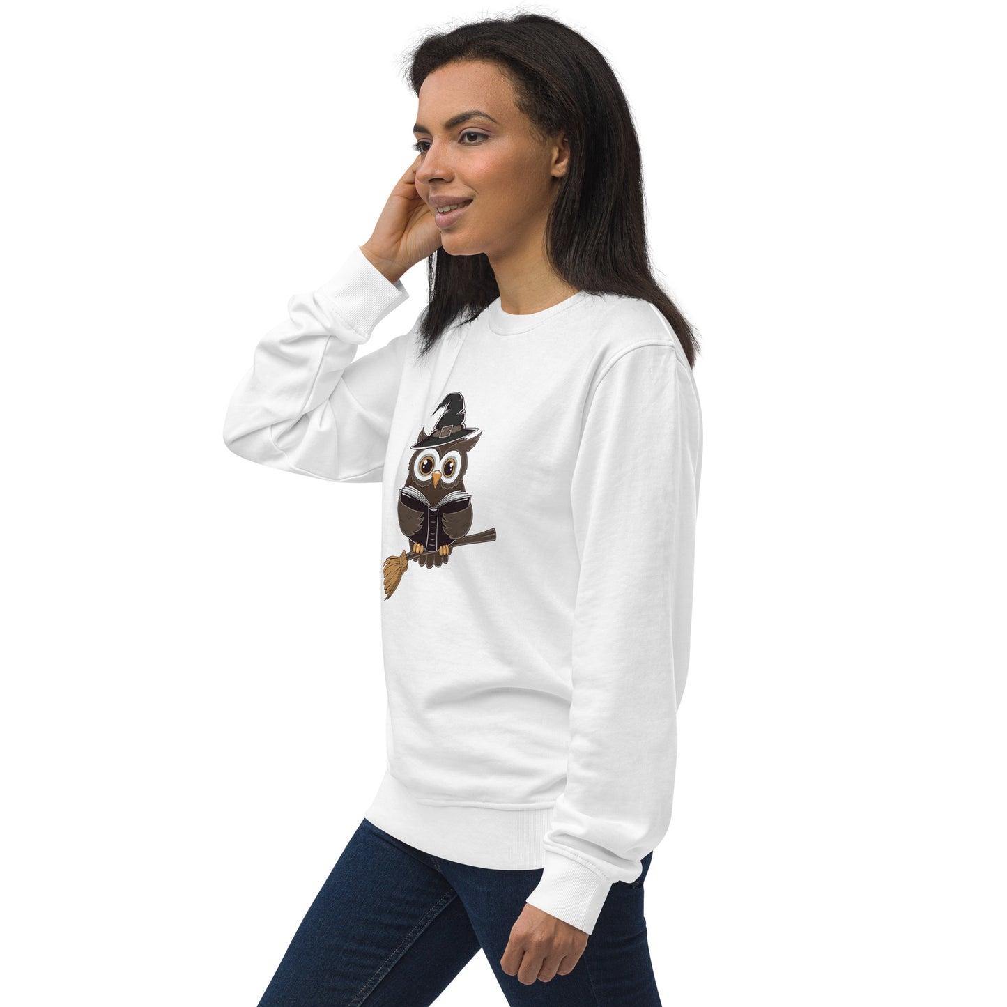Unisex Organic Sweatshirt: Halloween Owl Cozy Eco-Friendly Style USA Dudeily