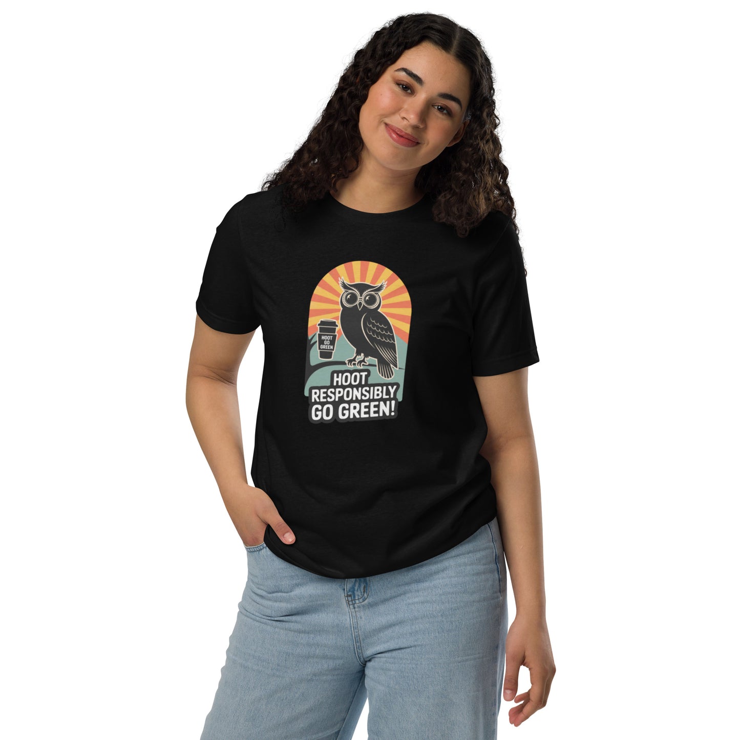 Unisex Eco T-Shirt | Owl Themed Sustainable Fashion & Comfortable Black Dudeily