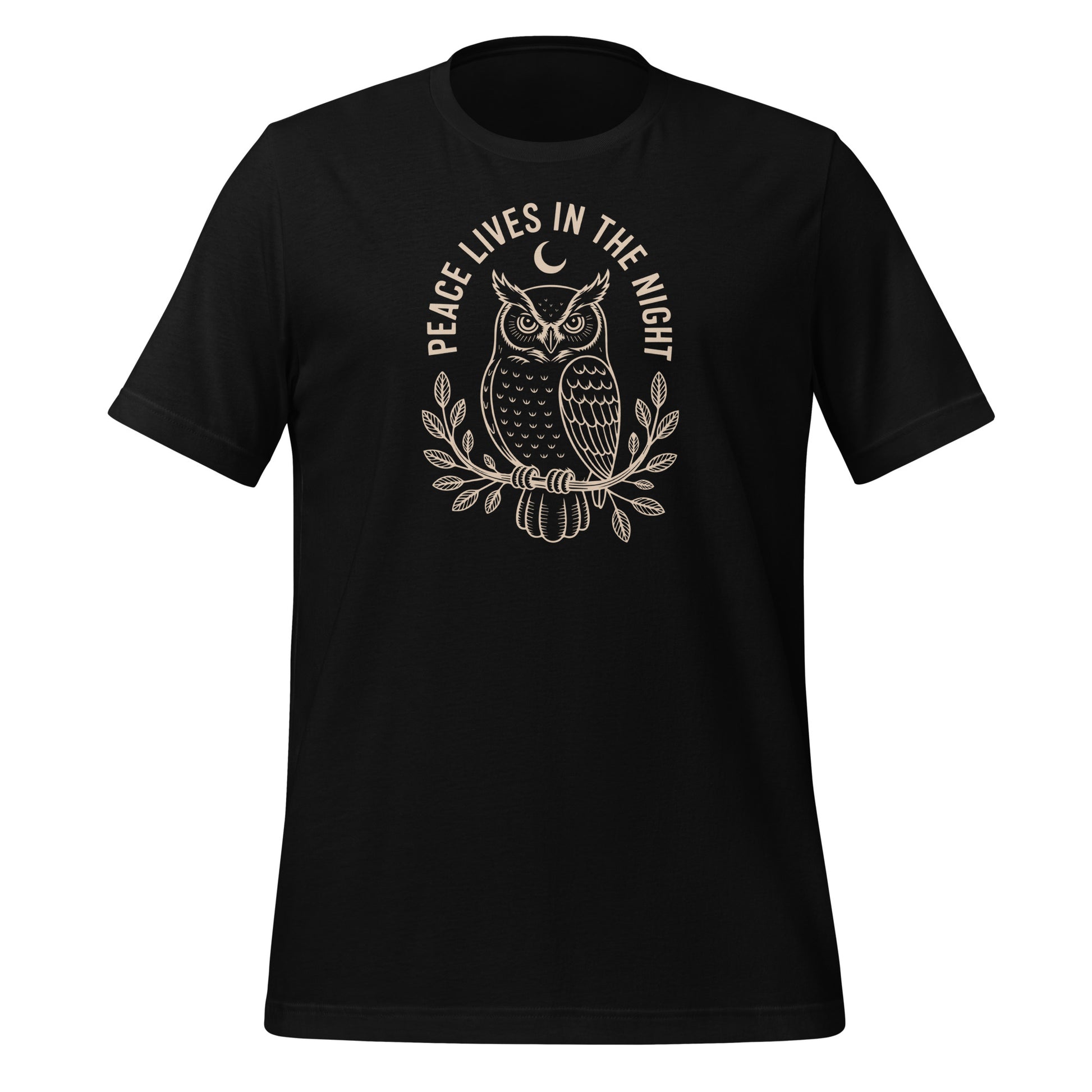 Unisex Staple Eco T-Shirt: 'Peace in the Night' in Fall | Sustainable Owl Fashion USA Dudeily