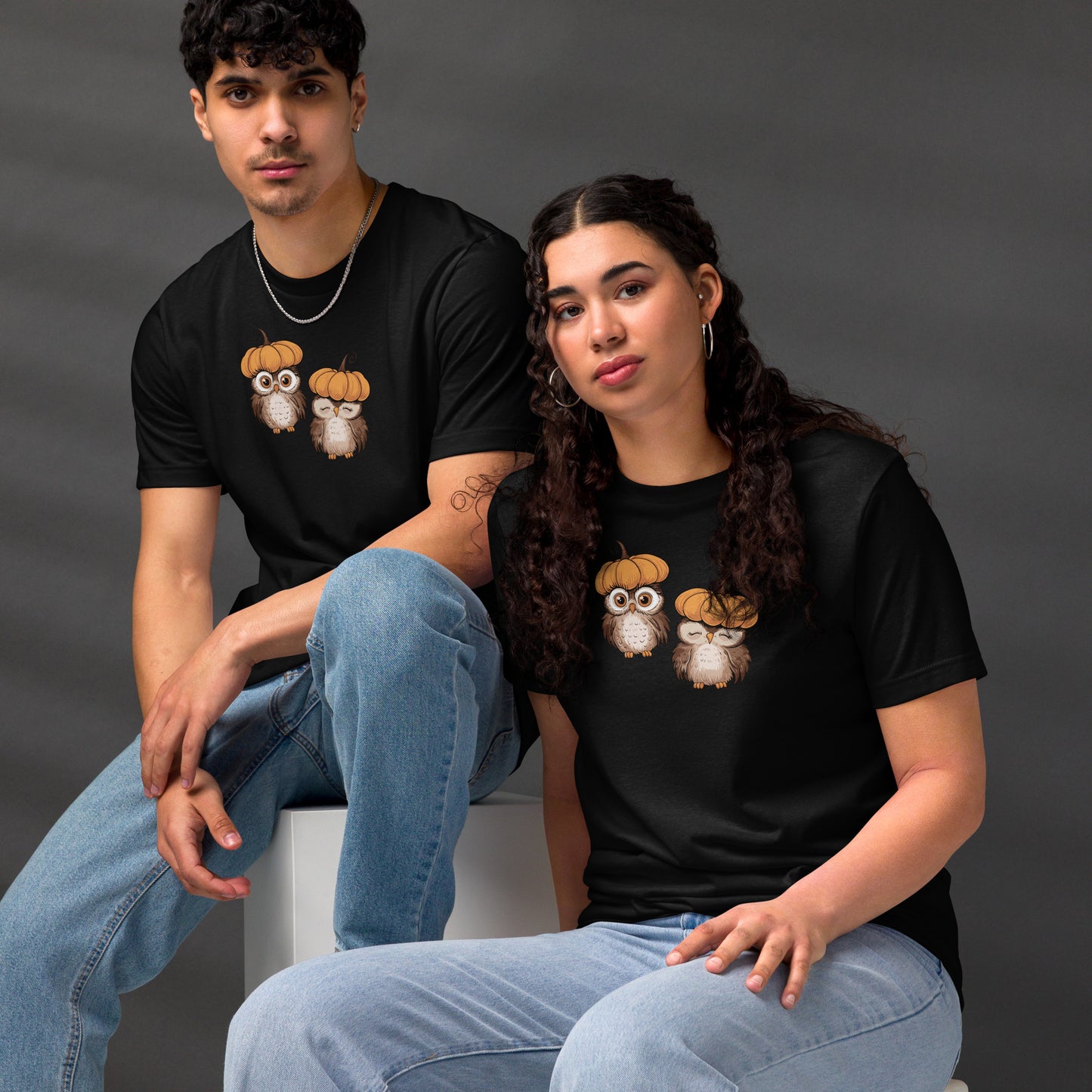 Unisex Staple Eco T-Shirt: Halloween Owl Sustainable Style USA Dudeily