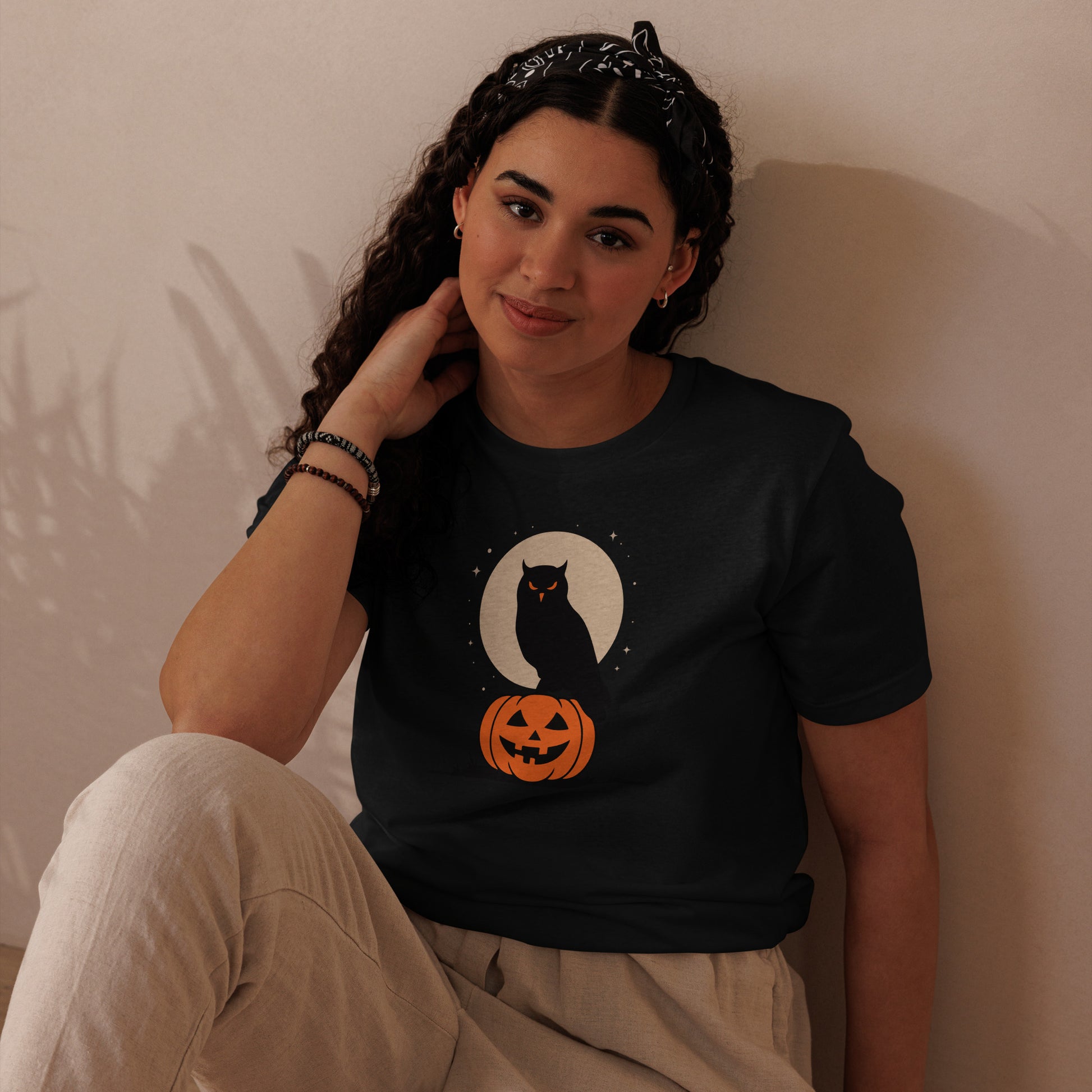 Unisex Staple Eco T-Shirt: Halloween Owl Sustainable Cozy Style USA Dudeily