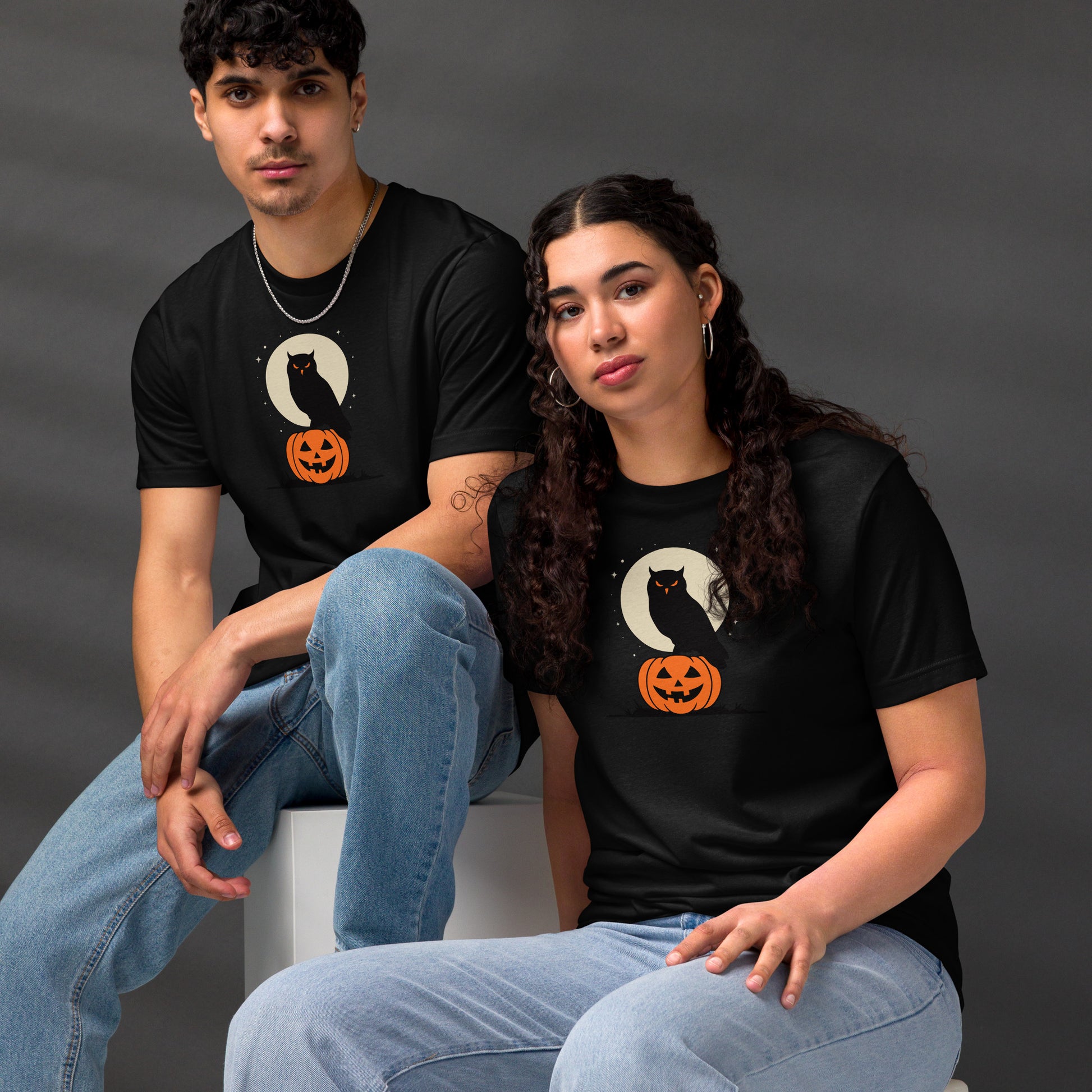 Unisex Staple Eco T-Shirt: Halloween Owl Sustainable Cozy Style USA Dudeily