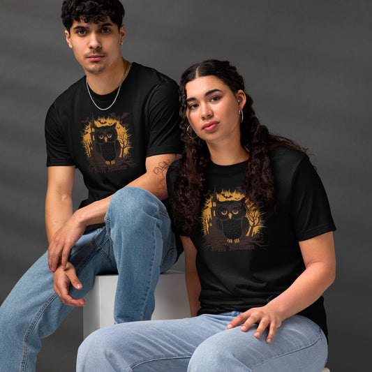 Unisex Staple Eco T-Shirt: Halloween Owl Sustainable Cozy Style USA Dudeily