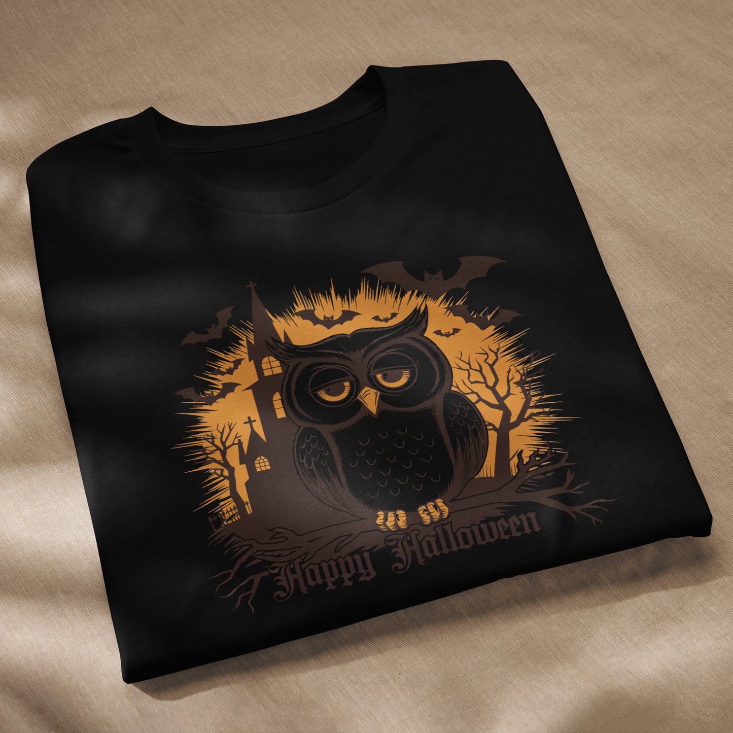 Unisex Staple Eco T-Shirt: Halloween Owl Sustainable Cozy Style USA Dudeily