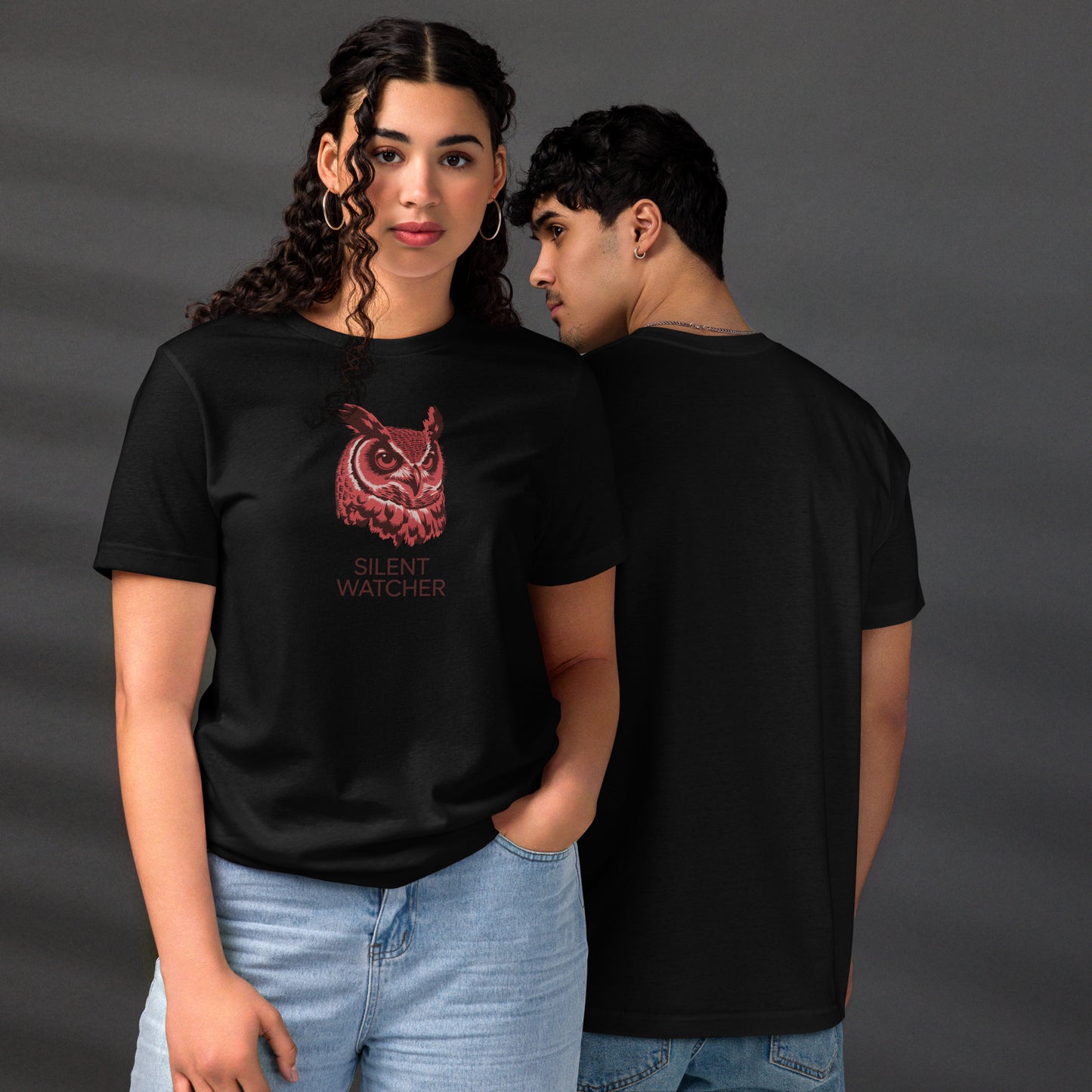 Unisex Staple Eco T-Shirt: 'Silent Watcher' in Fall | Sustainable Owl Fashion USA Dudeily