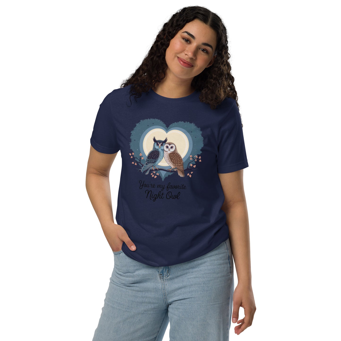 Owl-Themed Unisex Staple Eco T-Shirt | Sustainable & Stylish Navy Dudeily