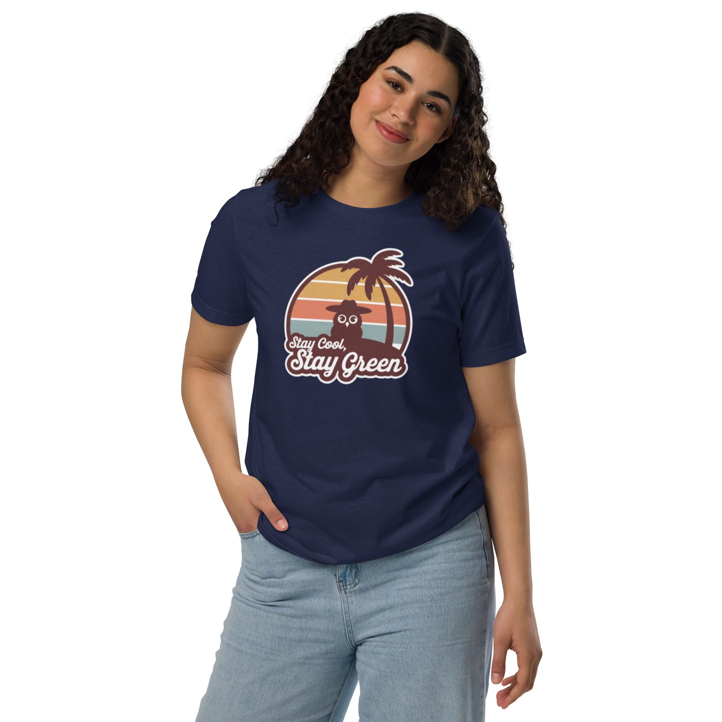 Unisex Staple Eco T-Shirt | Owl Themed Sustainable & Comfortable Navy Dudeily