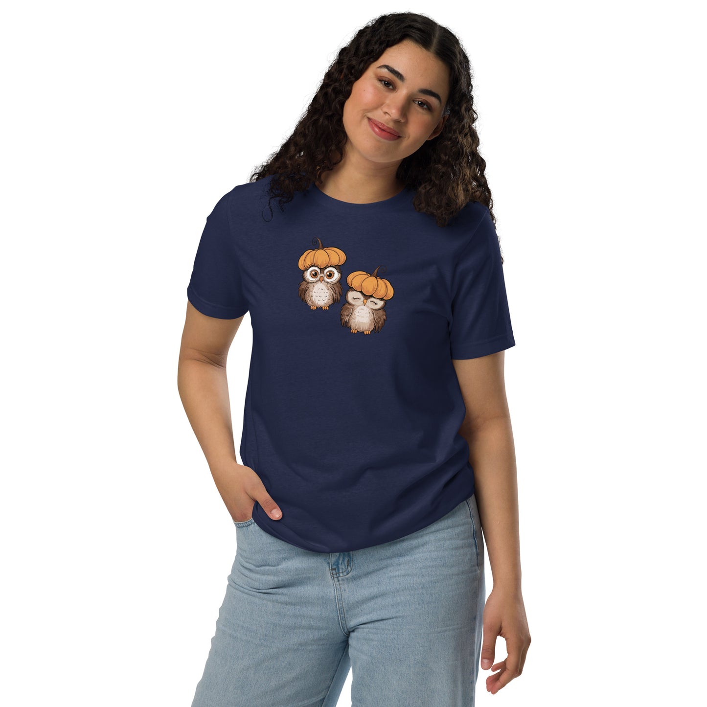 Unisex Staple Eco T-Shirt: Halloween Owl Sustainable Style USA Navy Dudeily