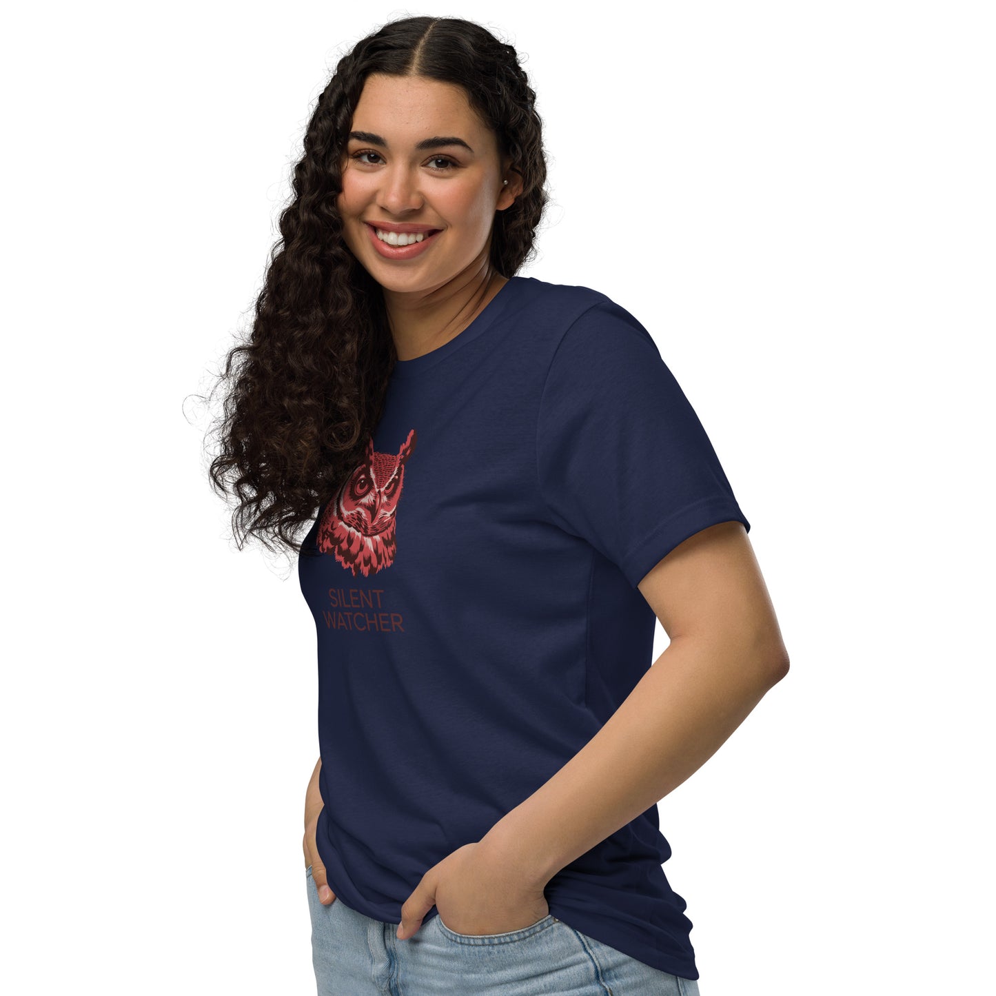 Unisex Staple Eco T-Shirt: 'Silent Watcher' in Fall | Sustainable Owl Fashion USA Dudeily