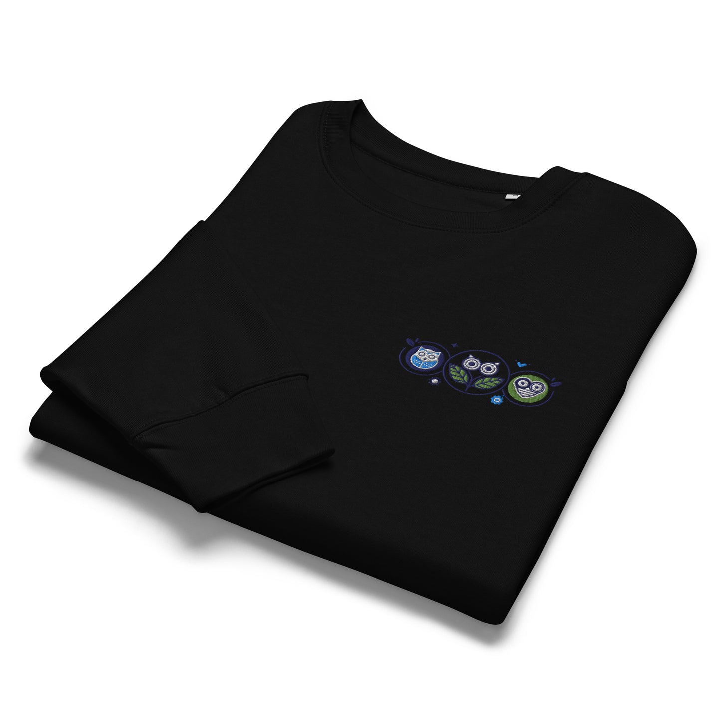 Women’s Organic Crew Neck Sweatshirt: Nature’s Union | Owl Embroidered Sustainable Fashion USA Dudeily