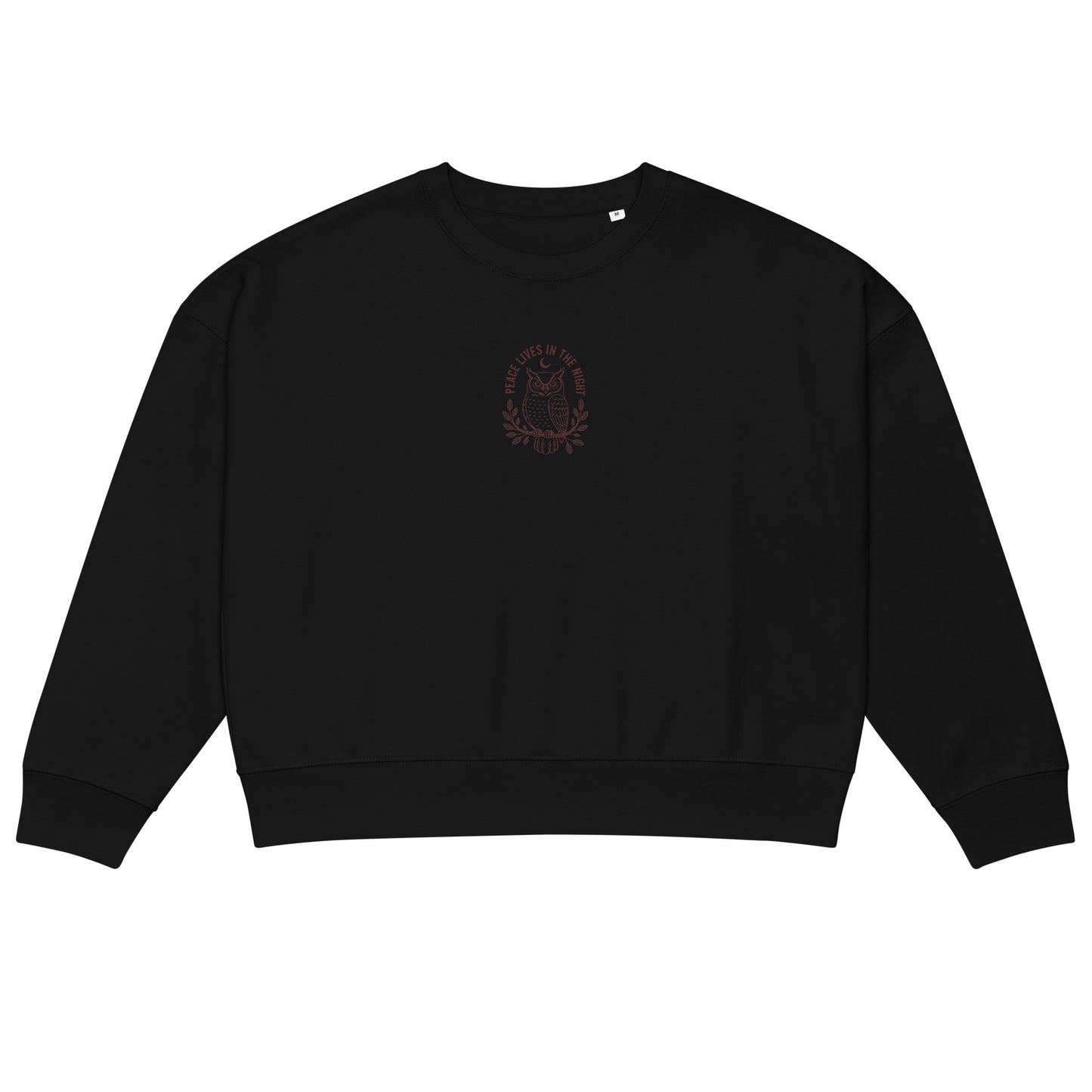 Owl Women’s Organic Crew Neck Sweatshirt – 'Peace Lives in the Night' in Fall | Sustainable Fashion USA Dudeily