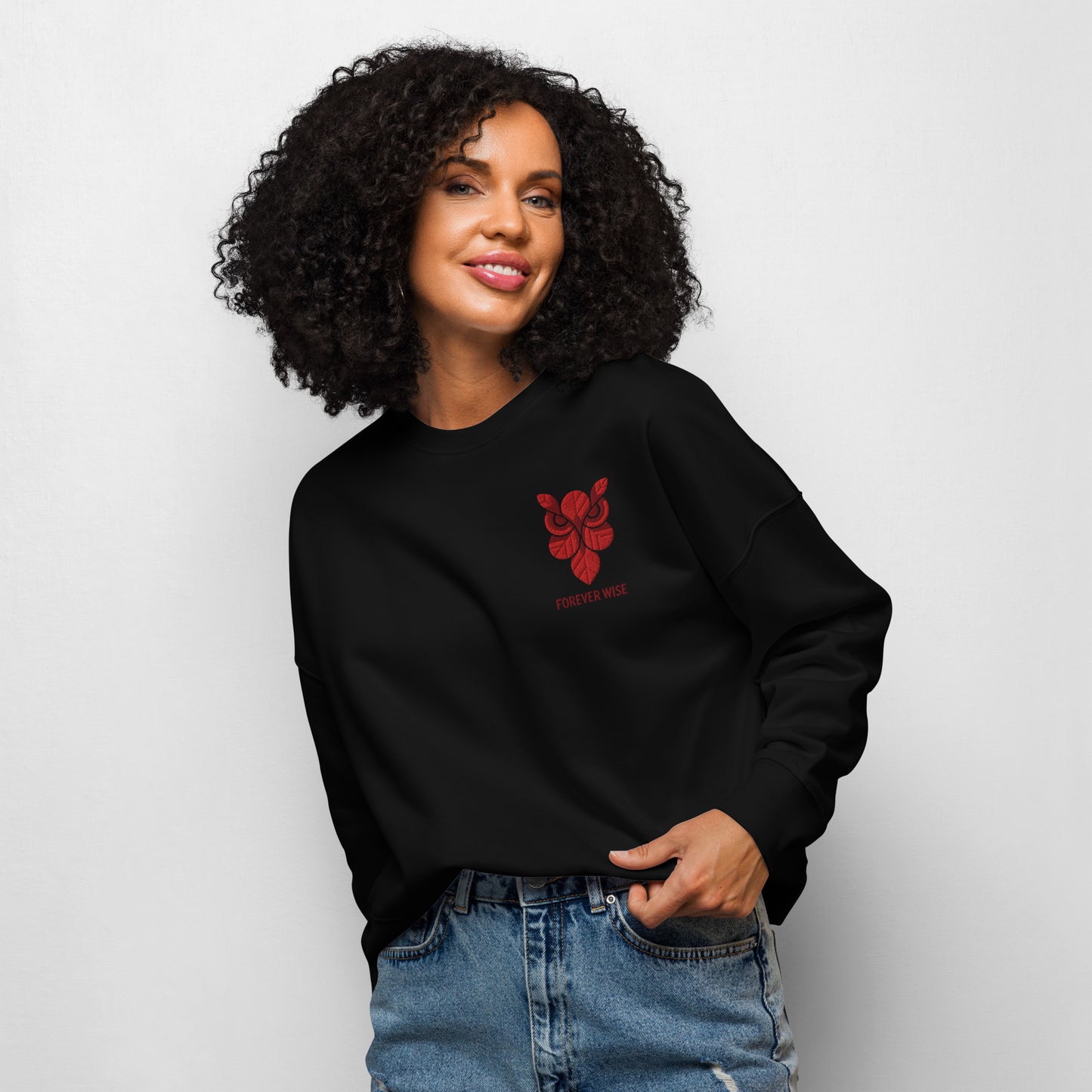 Owl Women’s Organic Crew Neck Sweatshirt: 'Forever Wise' in Fall | Sustainable Fashion USA Dudeily