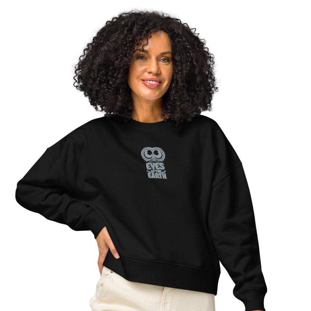 Owl Women’s Crew Neck Sweatshirt: 'Eyes of the Earth' in Fall | Sustainable Fashion USA Dudeily