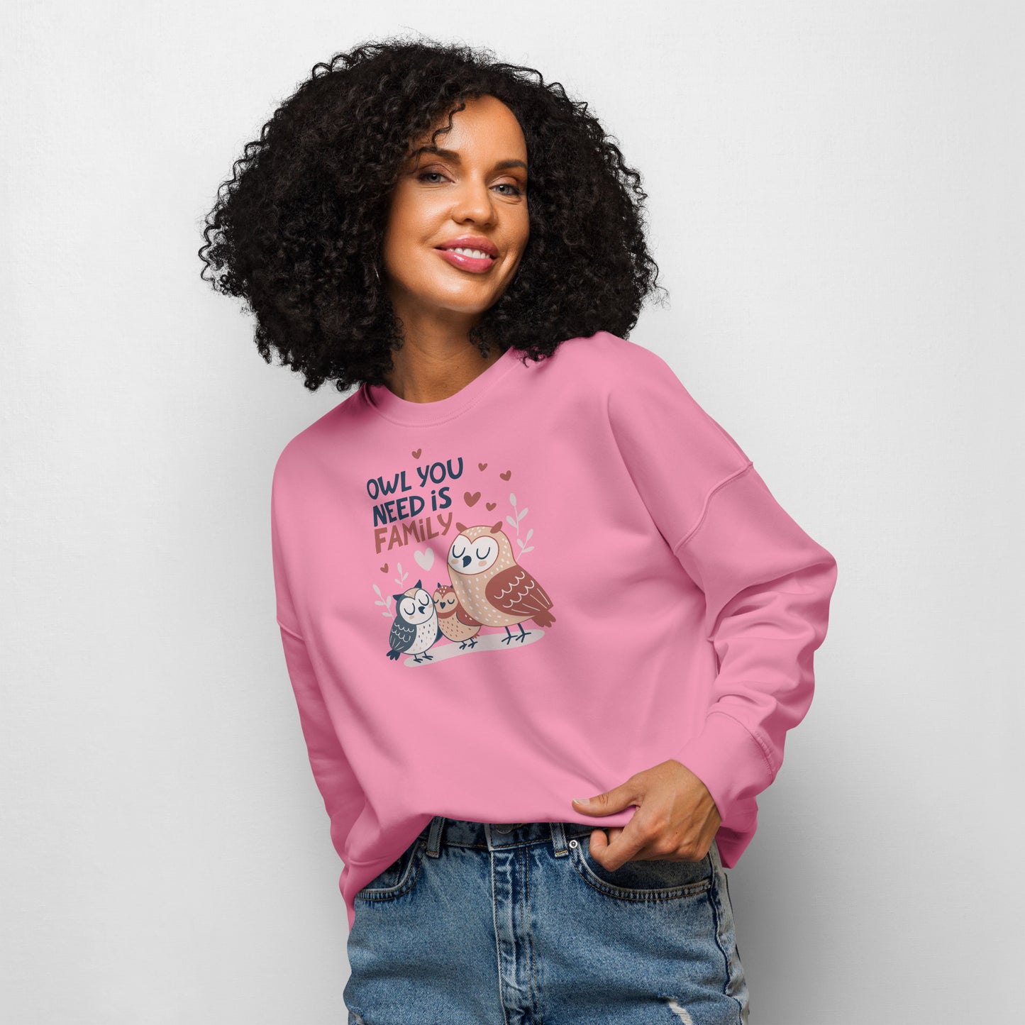 Women’s Organic Crew Neck Sweatshirt – OwlBloom Sustainable Fashion for Family Day Comfort Dudeily
