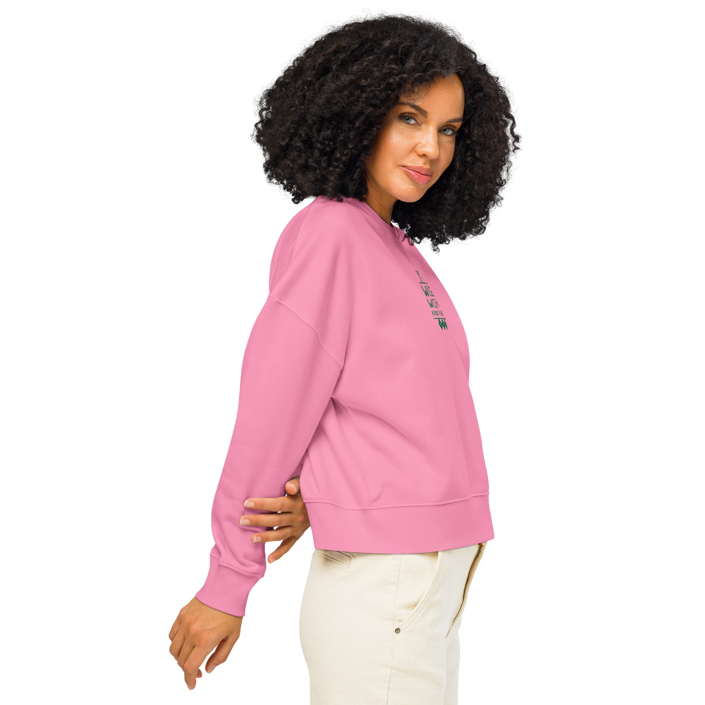 Women’s Organic Crew Neck Sweatshirt: Wise Work, Kind Planet | Owl Embroidered Sustainable Fashion USA by Dudeily Dudeily