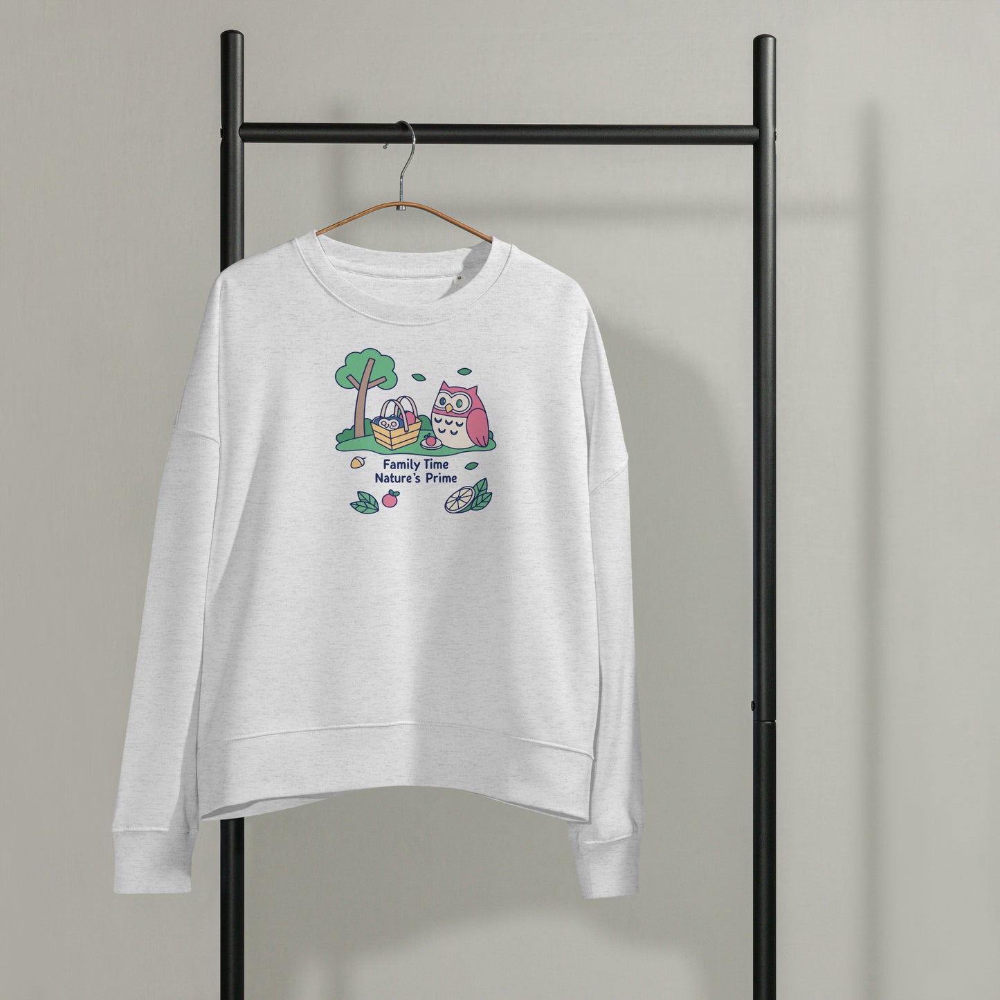 Women’s Organic Crew Neck Sweatshirt – OwlBloom Sustainable Fashion for Family Day Comfort Dudeily