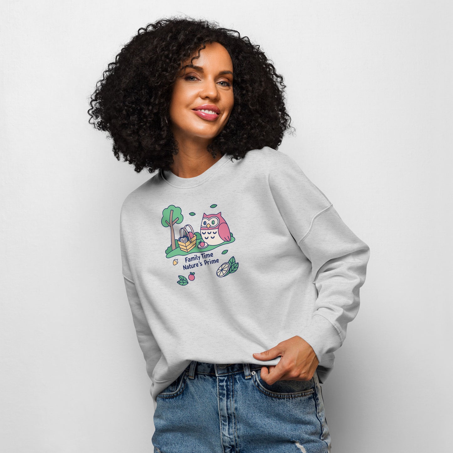 Women’s Organic Crew Neck Sweatshirt – OwlBloom Sustainable Fashion for Family Day Comfort Dudeily