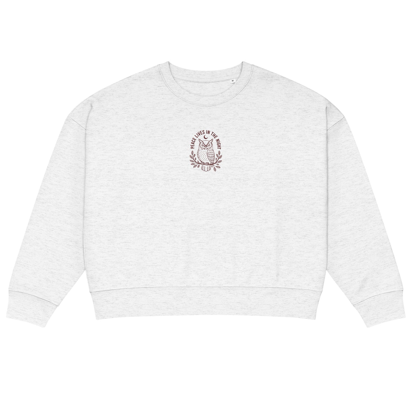 Owl Women’s Organic Crew Neck Sweatshirt – 'Peace Lives in the Night' in Fall | Sustainable Fashion USA Dudeily