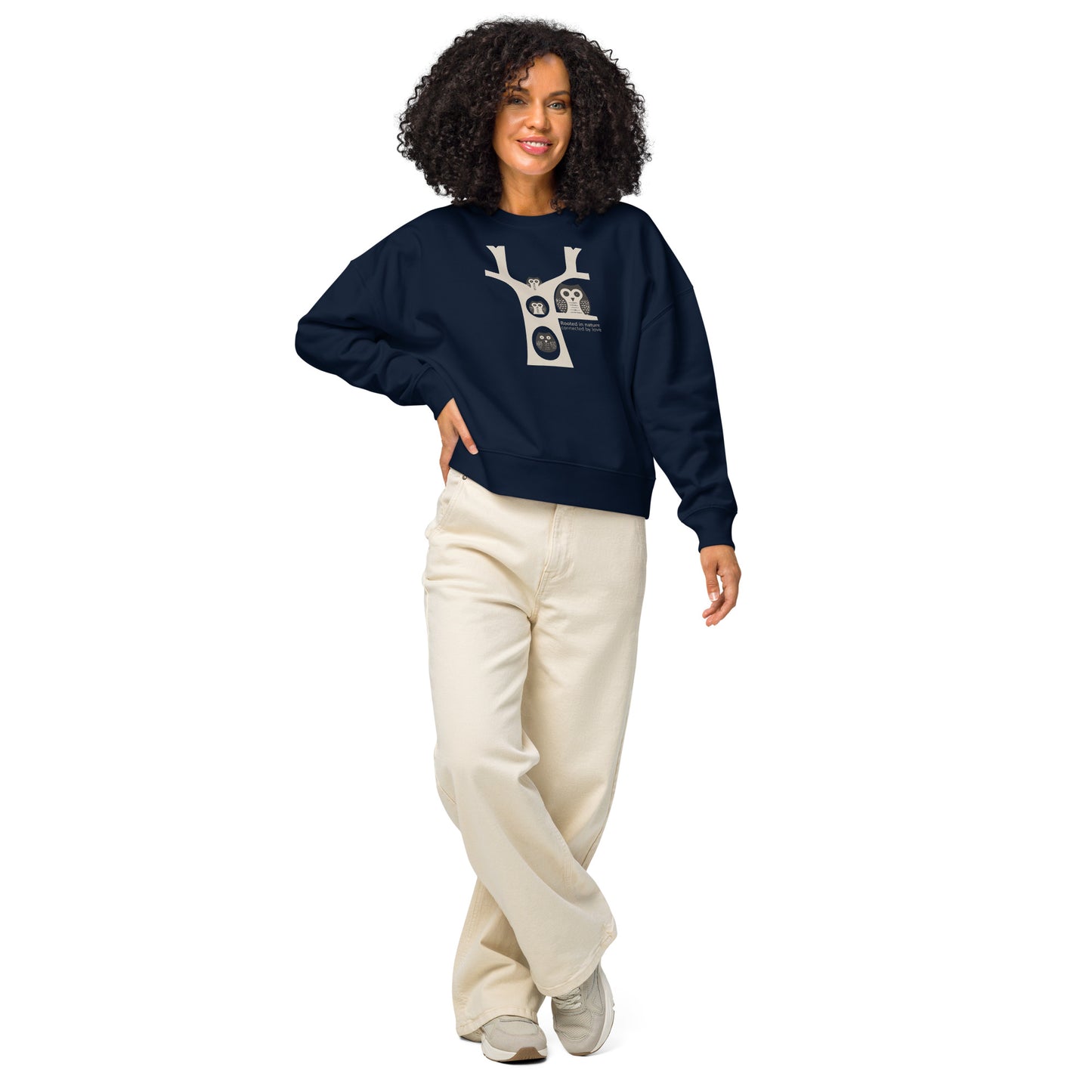 Women’s Organic Crew Neck Sweatshirt – OwlGrace Sustainable Fashion USA for Family Day French Navy Dudeily