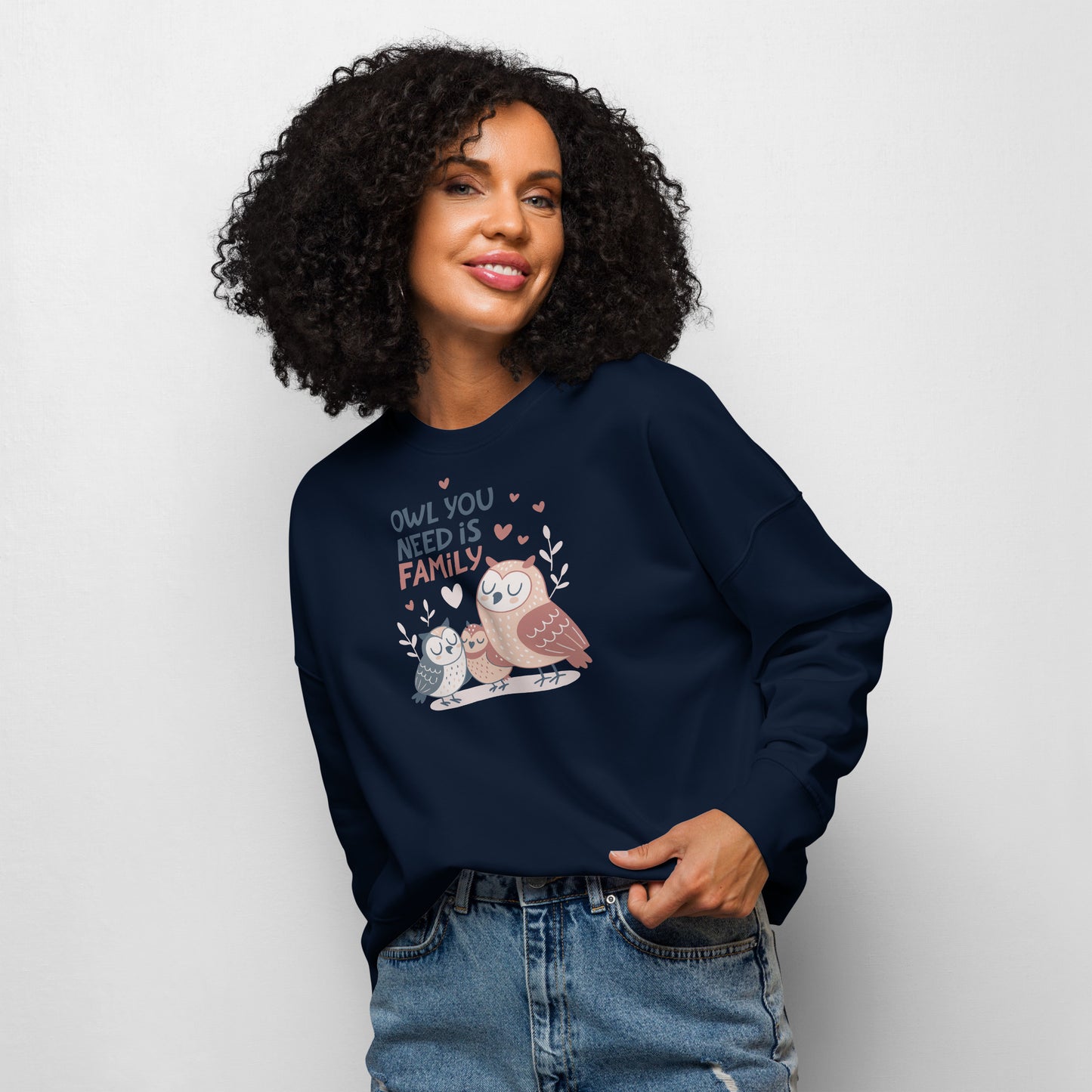 Women’s Organic Crew Neck Sweatshirt – OwlBloom Sustainable Fashion for Family Day Comfort Dudeily