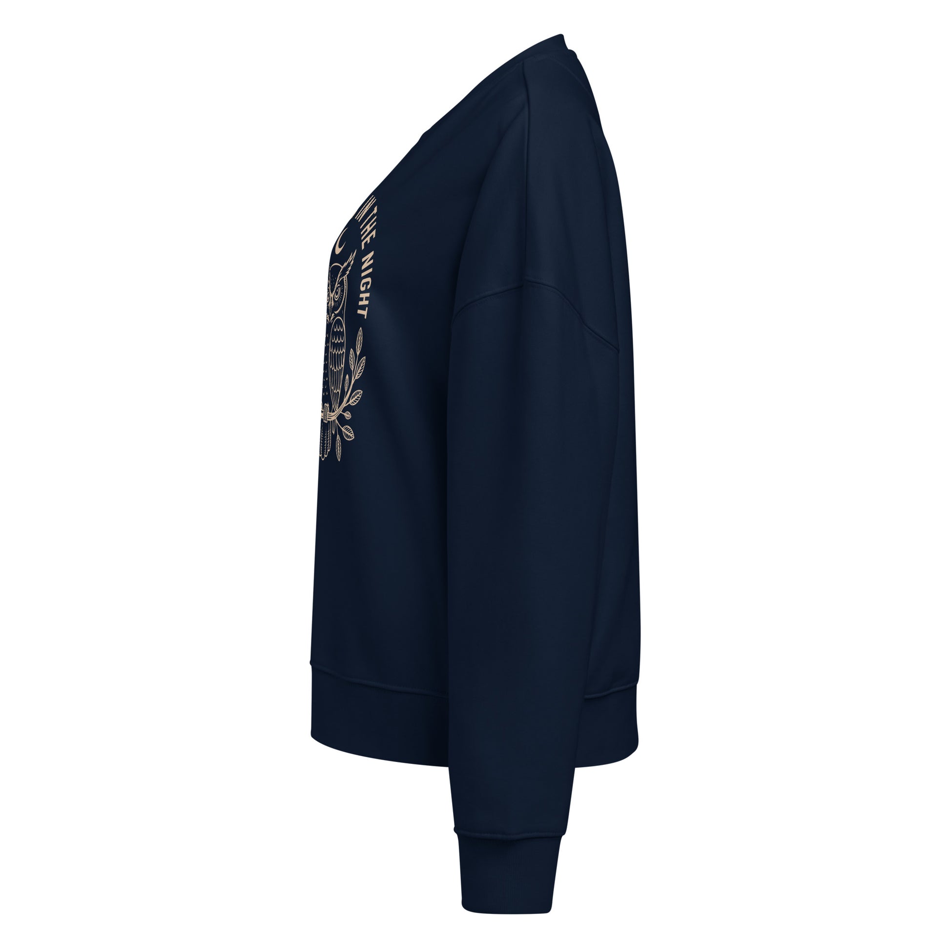 Women’s Organic Crew Neck Sweatshirt: 'Peace in the Night' in Fall | Sustainable Owl Fashion USA Dudeily