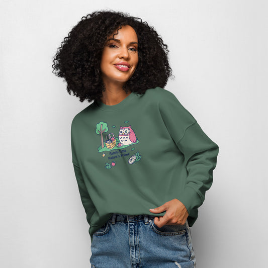 Women’s Organic Crew Neck Sweatshirt – OwlBloom Sustainable Fashion for Family Day Comfort Dudeily