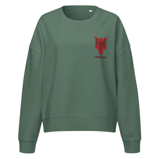 Owl Women’s Organic Crew Neck Sweatshirt: 'Forever Wise' in Fall | Sustainable Fashion USA Dudeily
