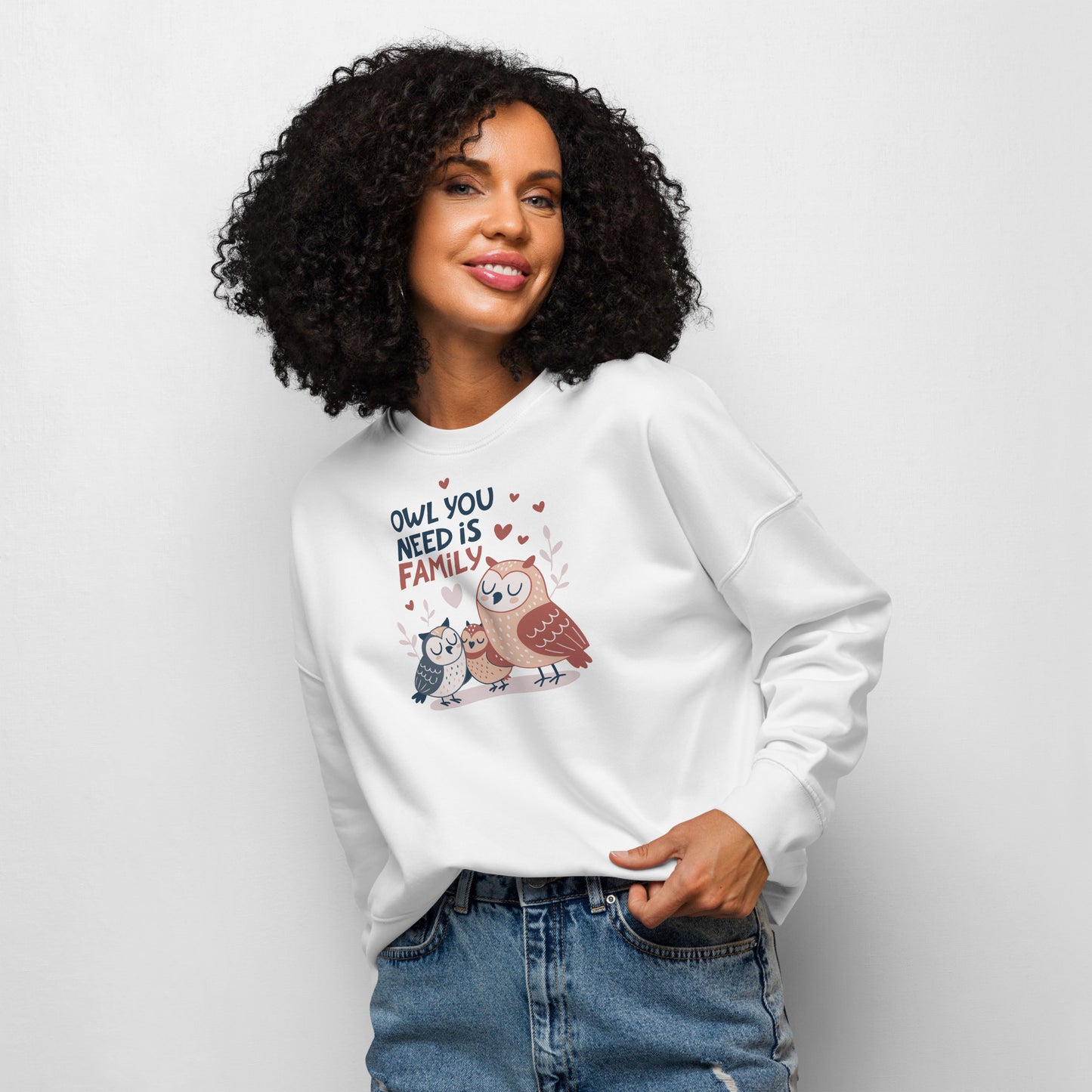 Women’s Organic Crew Neck Sweatshirt – OwlBloom Sustainable Fashion for Family Day Comfort Dudeily