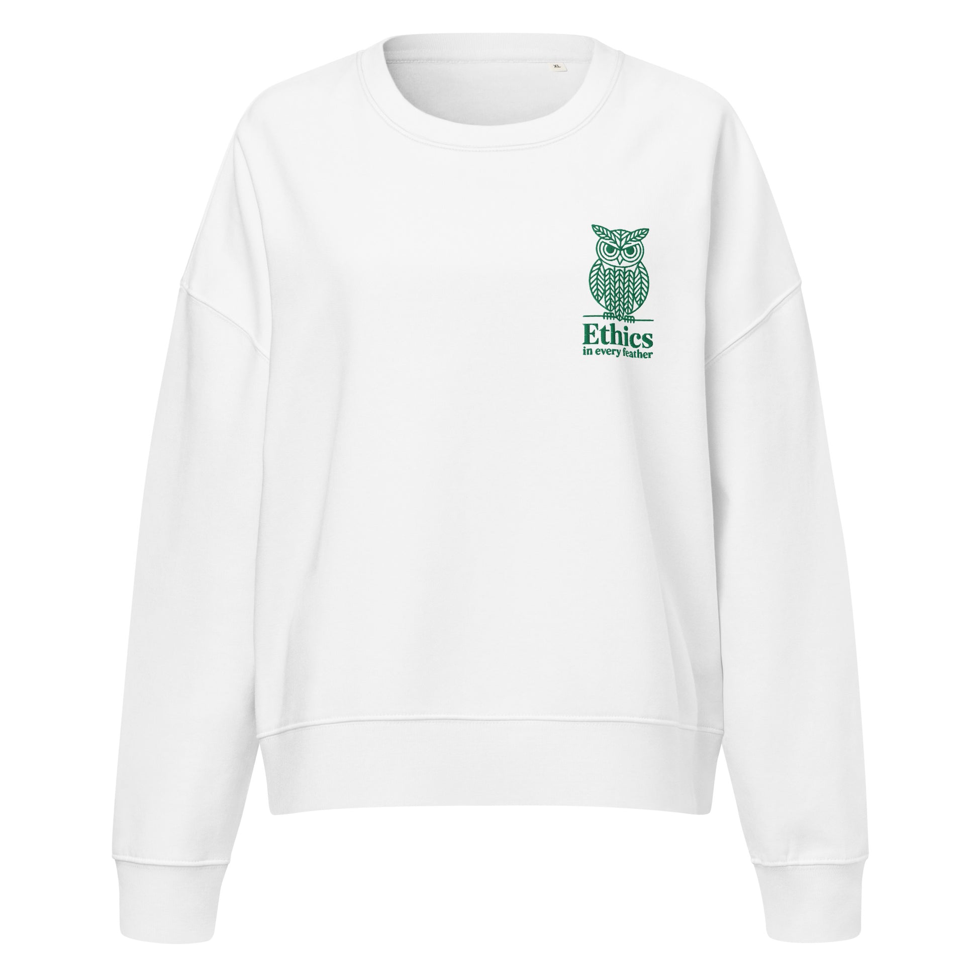 Owl Women’s Organic Crew Neck Sweatshirt – "Ethics in Every Feather" | Sustainable Fashion USA Dudeily