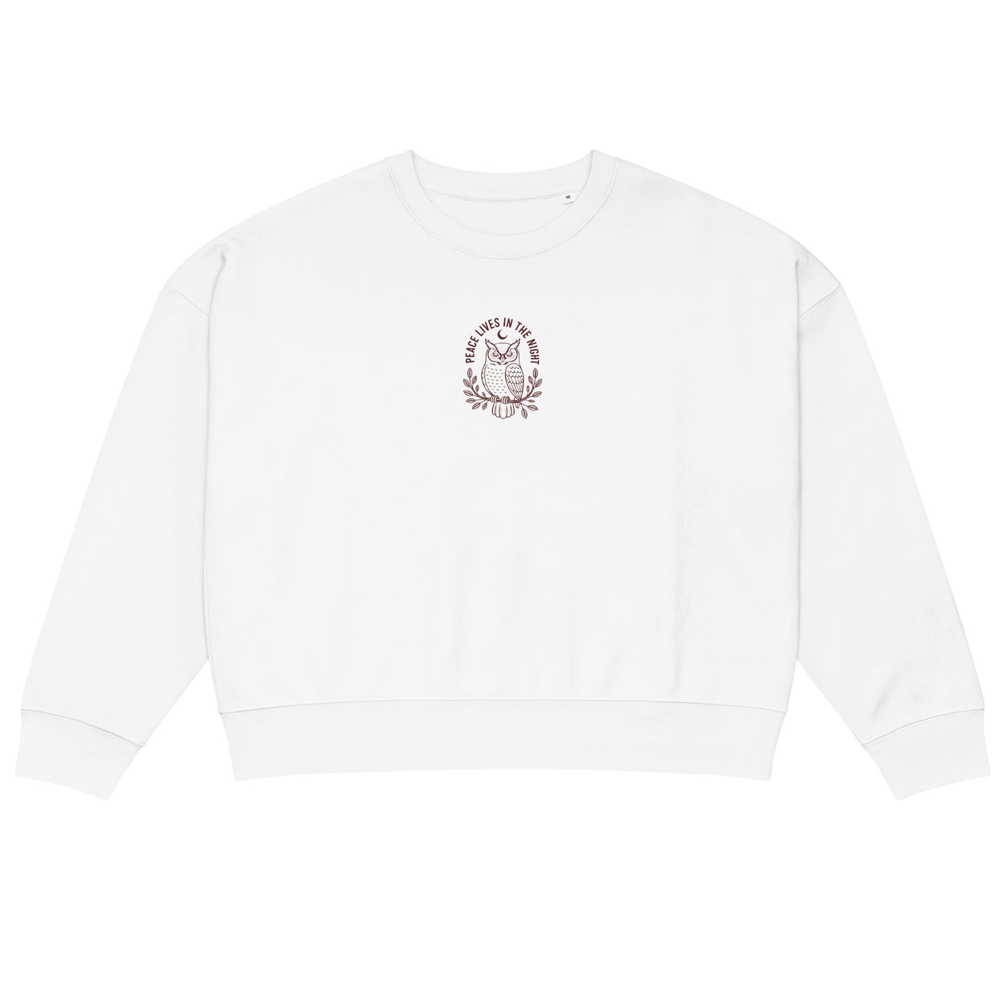 Owl Women’s Organic Crew Neck Sweatshirt – 'Peace Lives in the Night' in Fall | Sustainable Fashion USA Dudeily