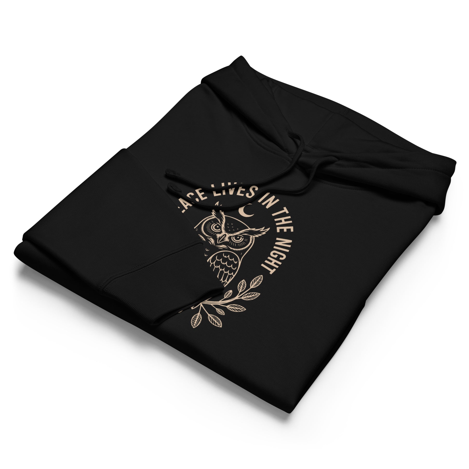 Women’s Organic Mid-Weight Hoodie: 'Peace in the Night' in Fall | Sustainable Owl Fashion USA Dudeily