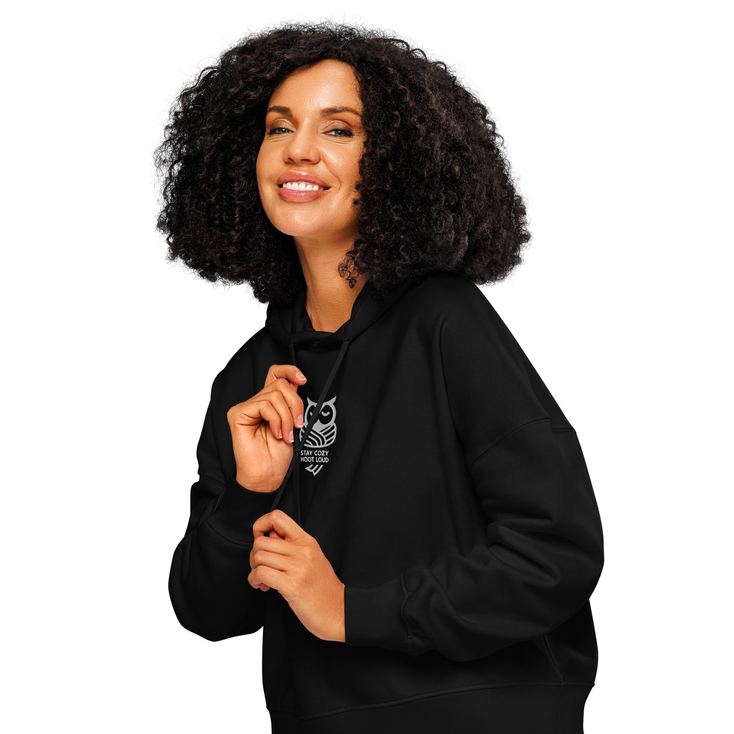 Owl Women's Organic Hoodie - Stay Cozy Hoot Loud in Fall | Sustainable Fashion USA Black Dudeily